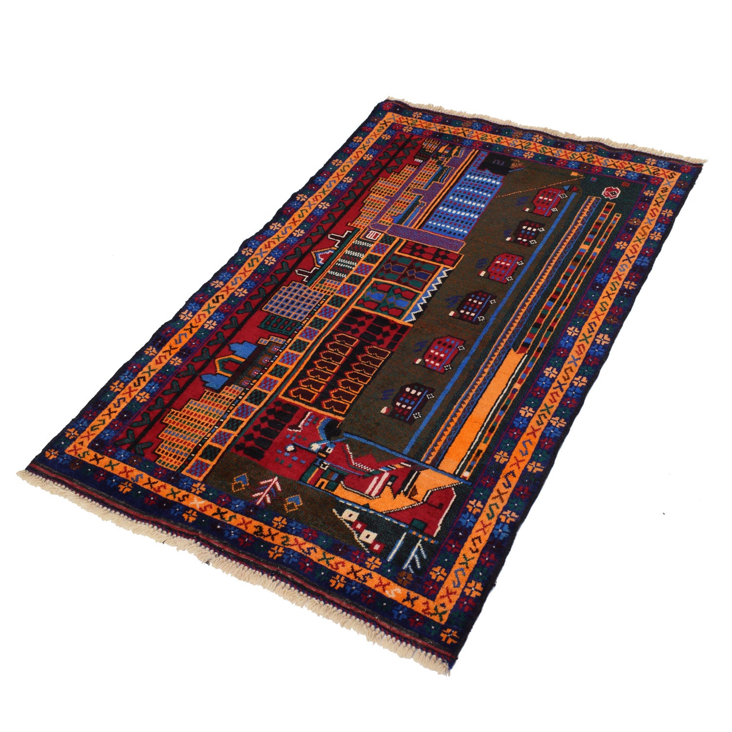 Handmade Picture Area Rug 2' 11" x 4' 6" ft / 88 x 137 cm - No. Y14774