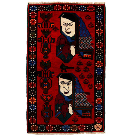 Handmade Picture Area Rug 2' 11" x 4' 9" ft / 88 x 144 cm - No. Y14776