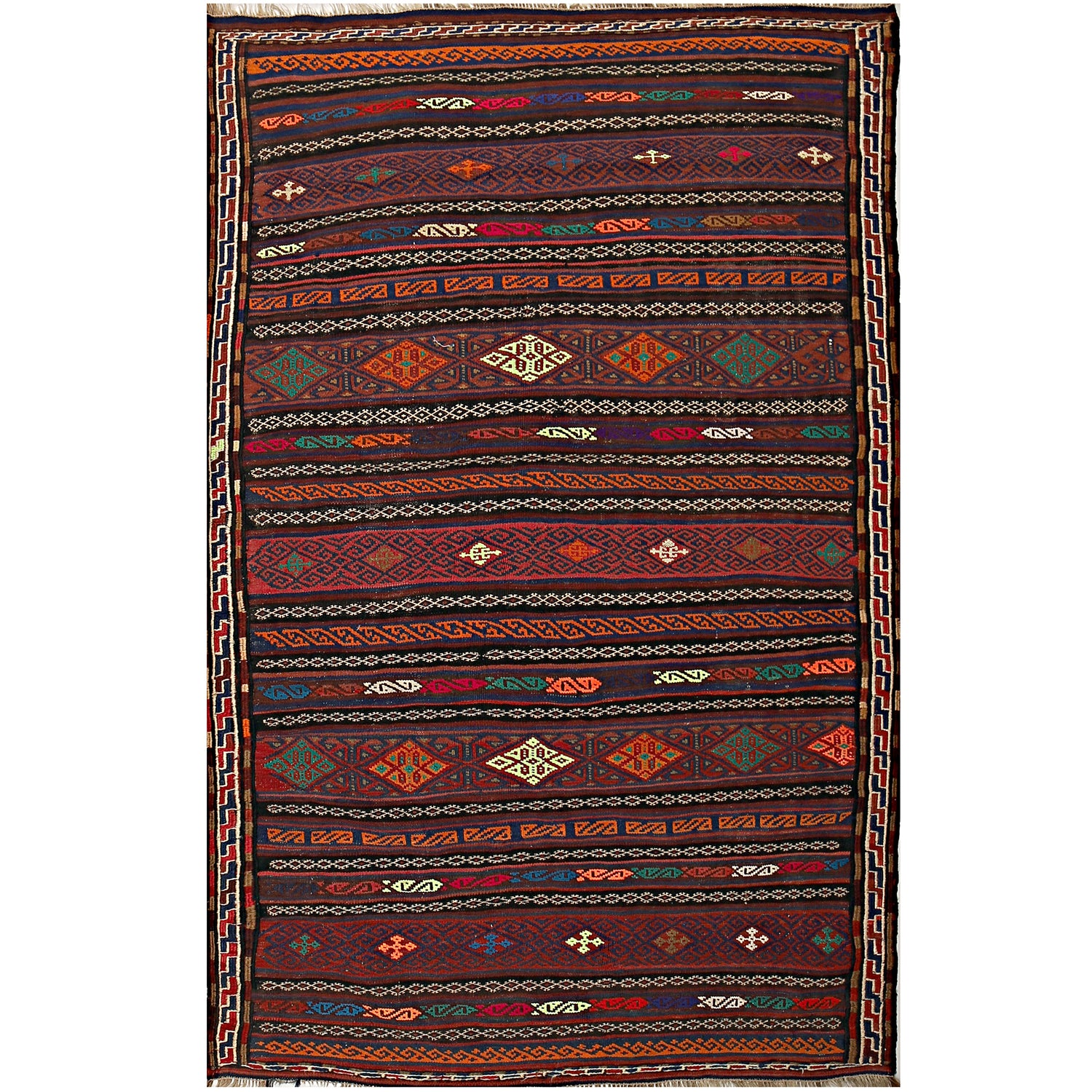 Handmade Flatweave Kilim 4' 4" x 6' 9" ft / 132 x 206 cm - No. Y14921