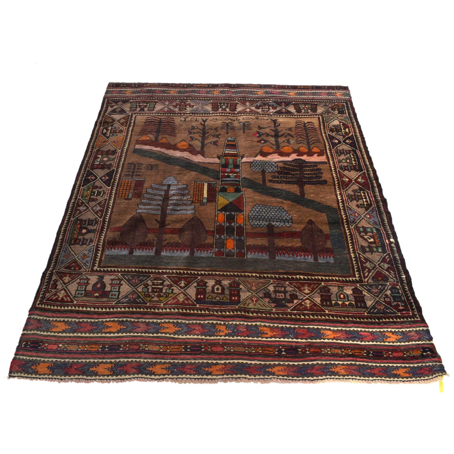 Handmade Picture Area Rug 4' 5" x 6' 6" ft / 135 x 198 cm - No. Y14953