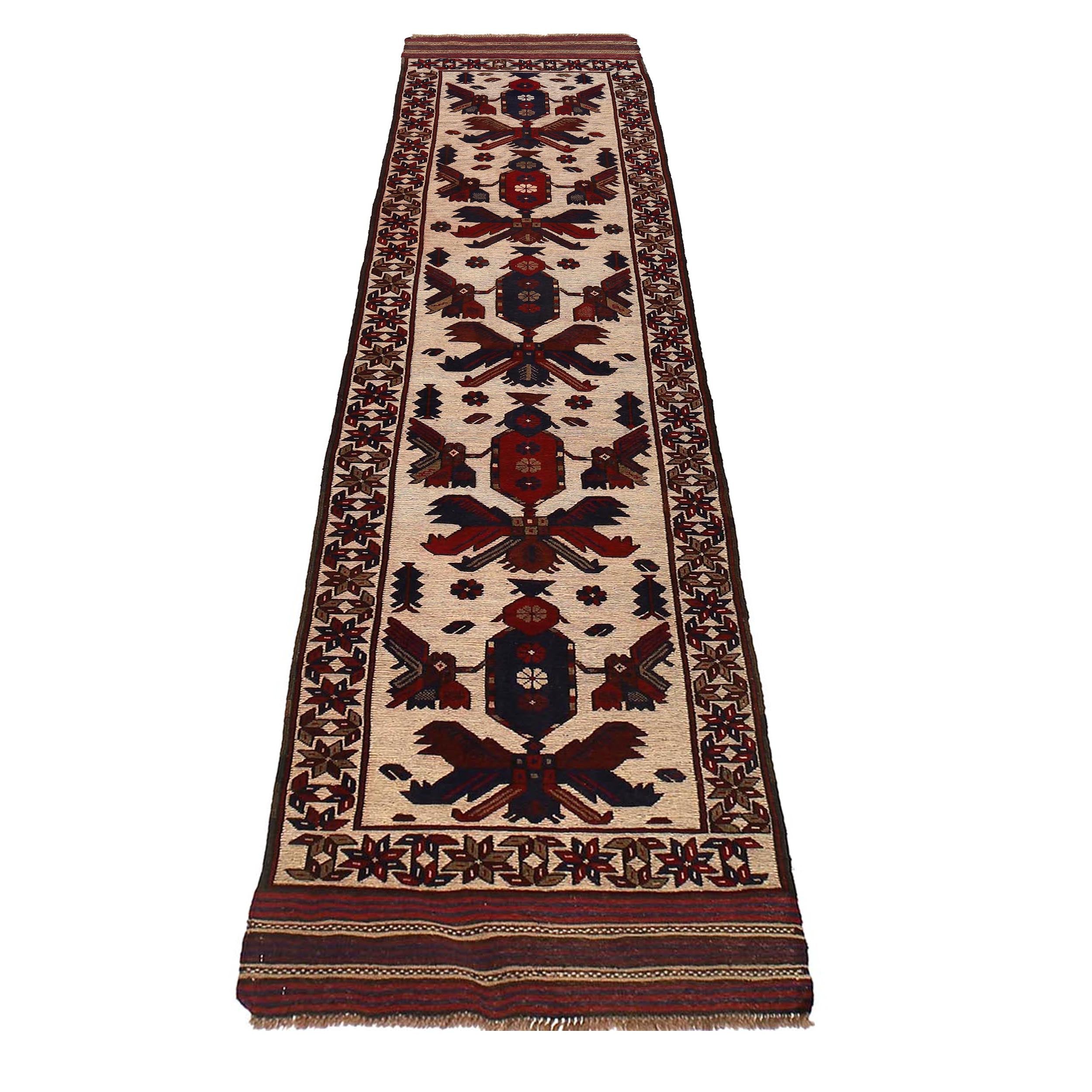 Handmade Barjista Kilim Runner Rug 2' 8" x 12' 7" ft / 81 x 383 cm - No. Y15110