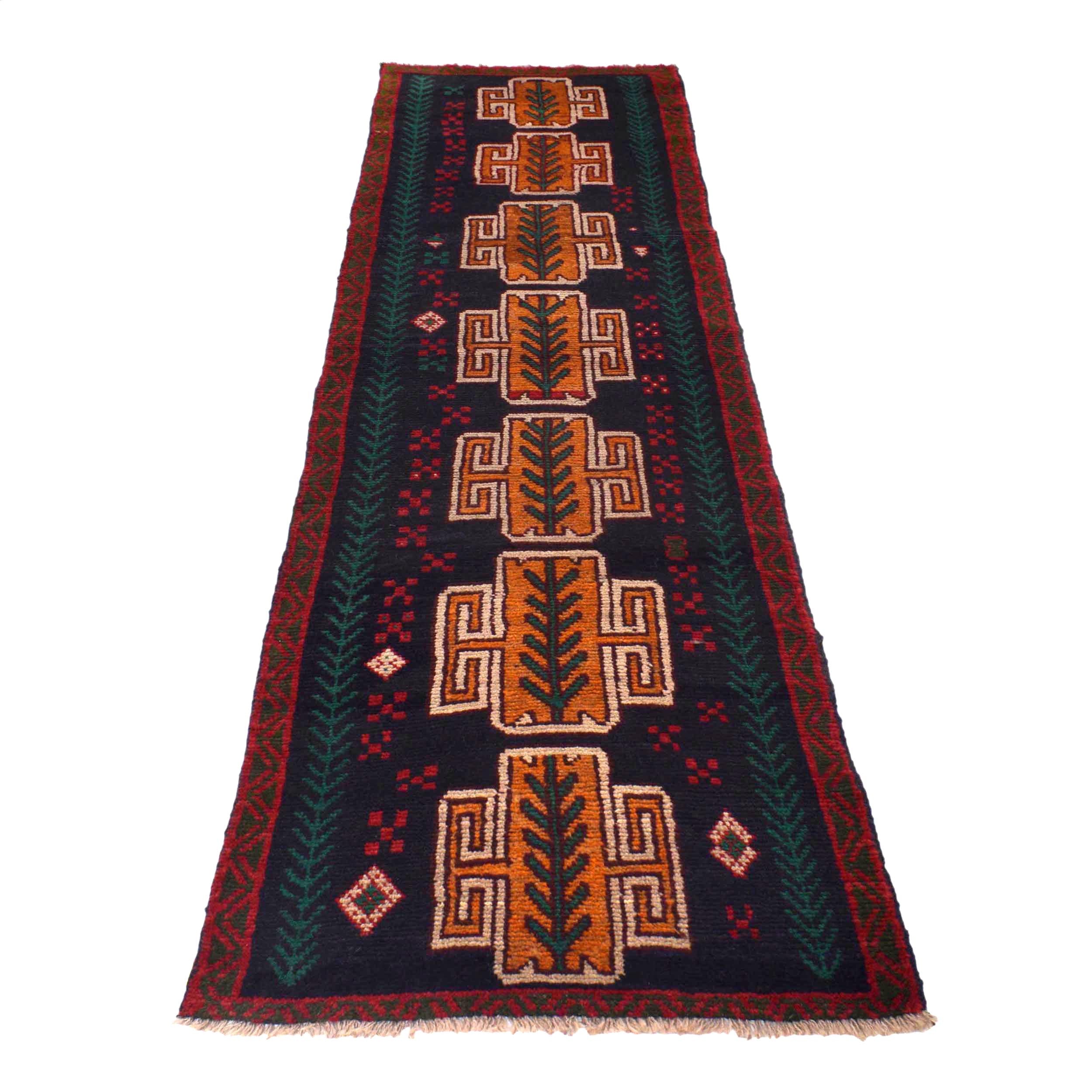 Handmade Balochi Runner Rug 2' 2" x 8' 0" ft / 67 x 244 cm - No. Y15394