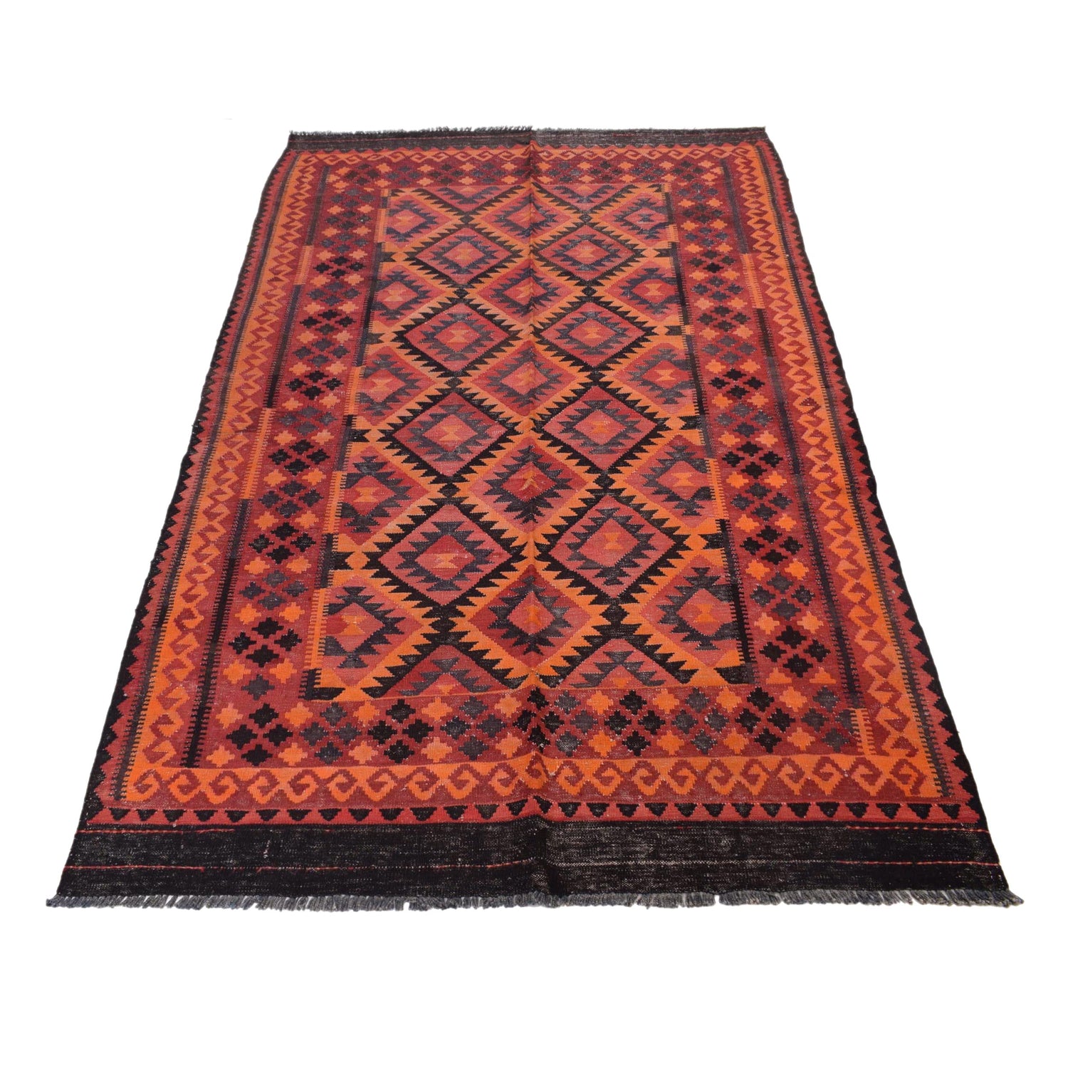 Afghan Vintage Kilim 4' 8" x 8' 1" ft / 143 x 246 cm - No. Y15799