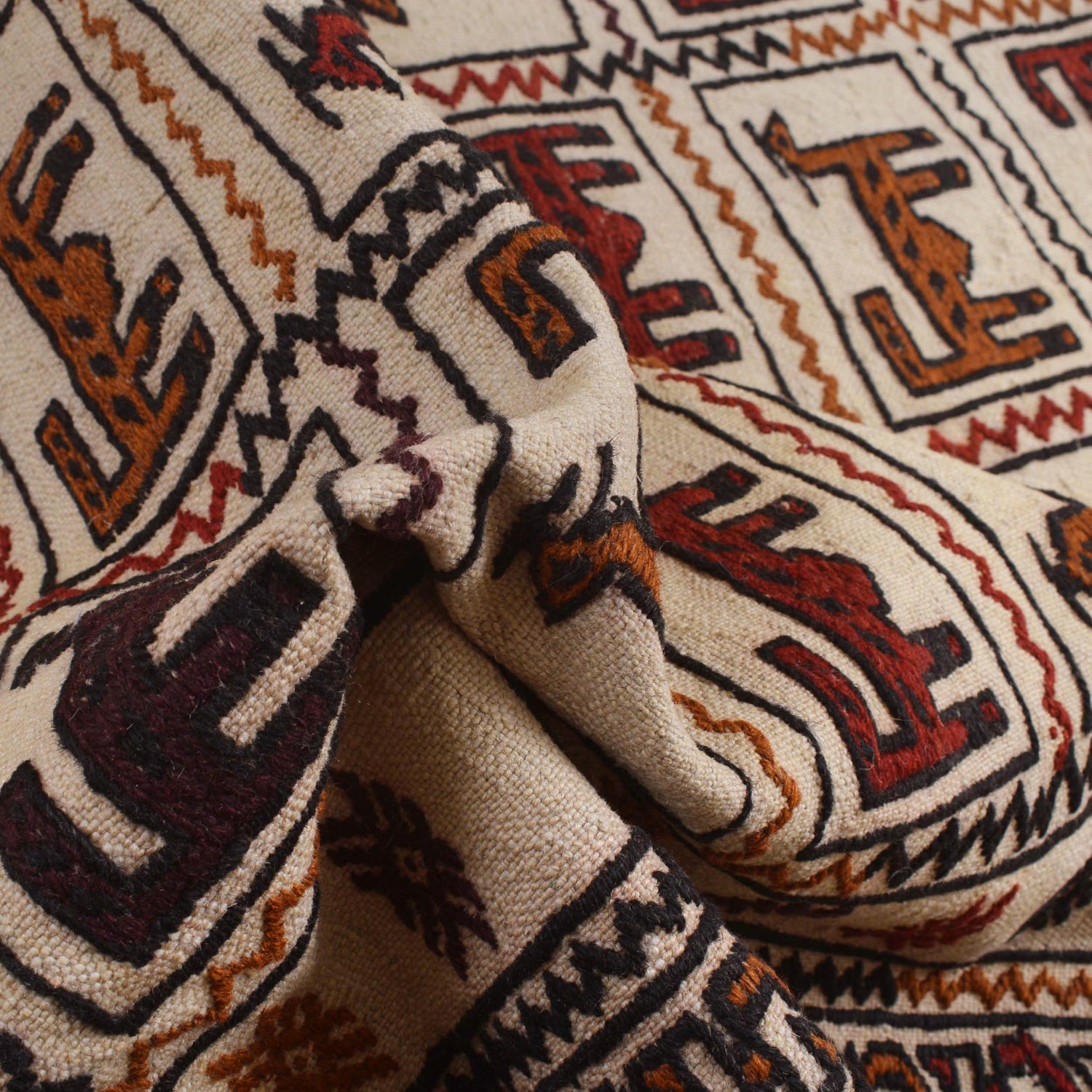 Handmade Soumak Kelim 3' 11" x 6' 6" ft / 120 x 198 cm - No. Y16062