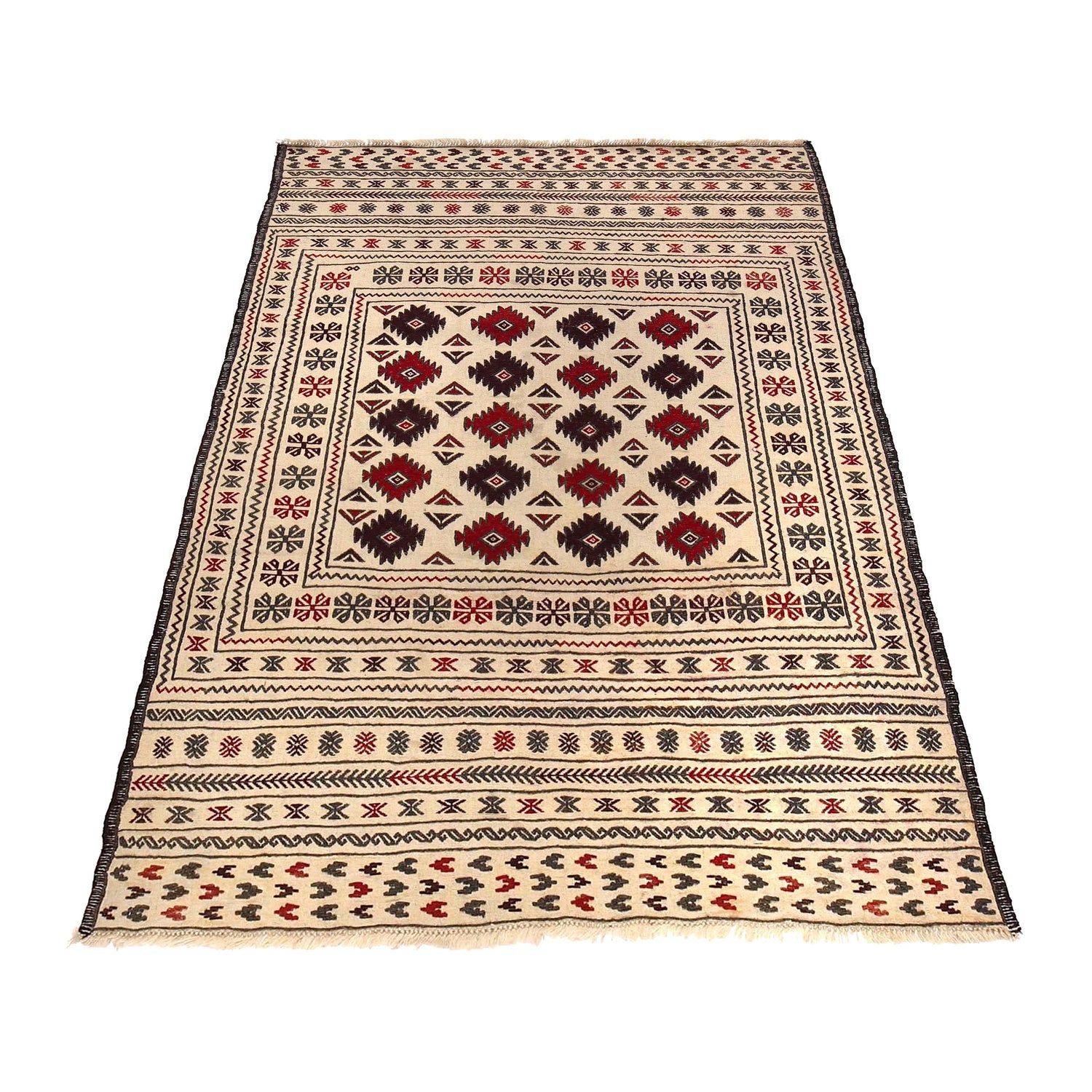 Handmade Soumak Kelim 4' 3" x 6' 4" ft / 129 x 192 cm - No. Y16068