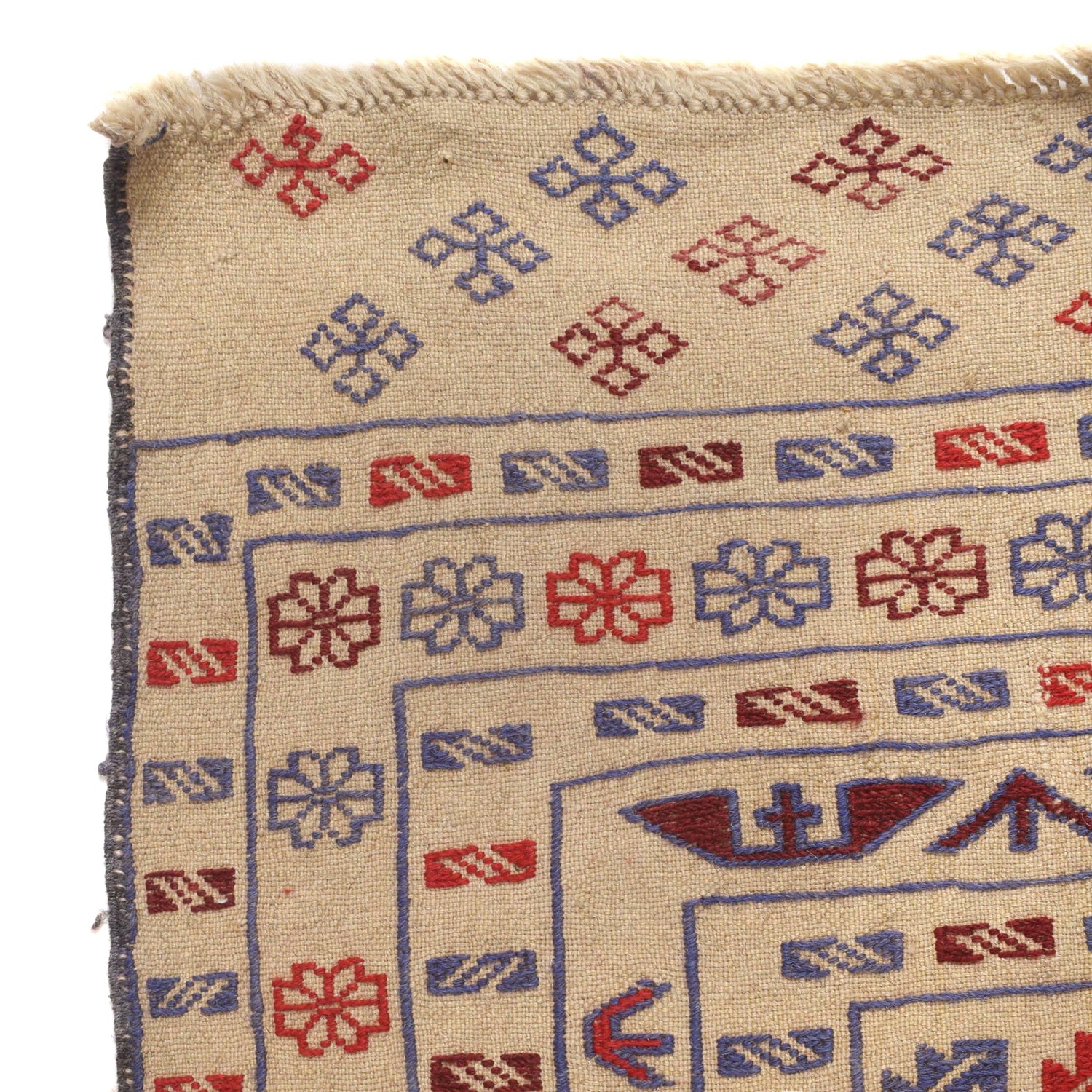 Handmade Soumak Kelim 4' 1" x 5' 10" ft / 124 x 178 cm - No. Y16069