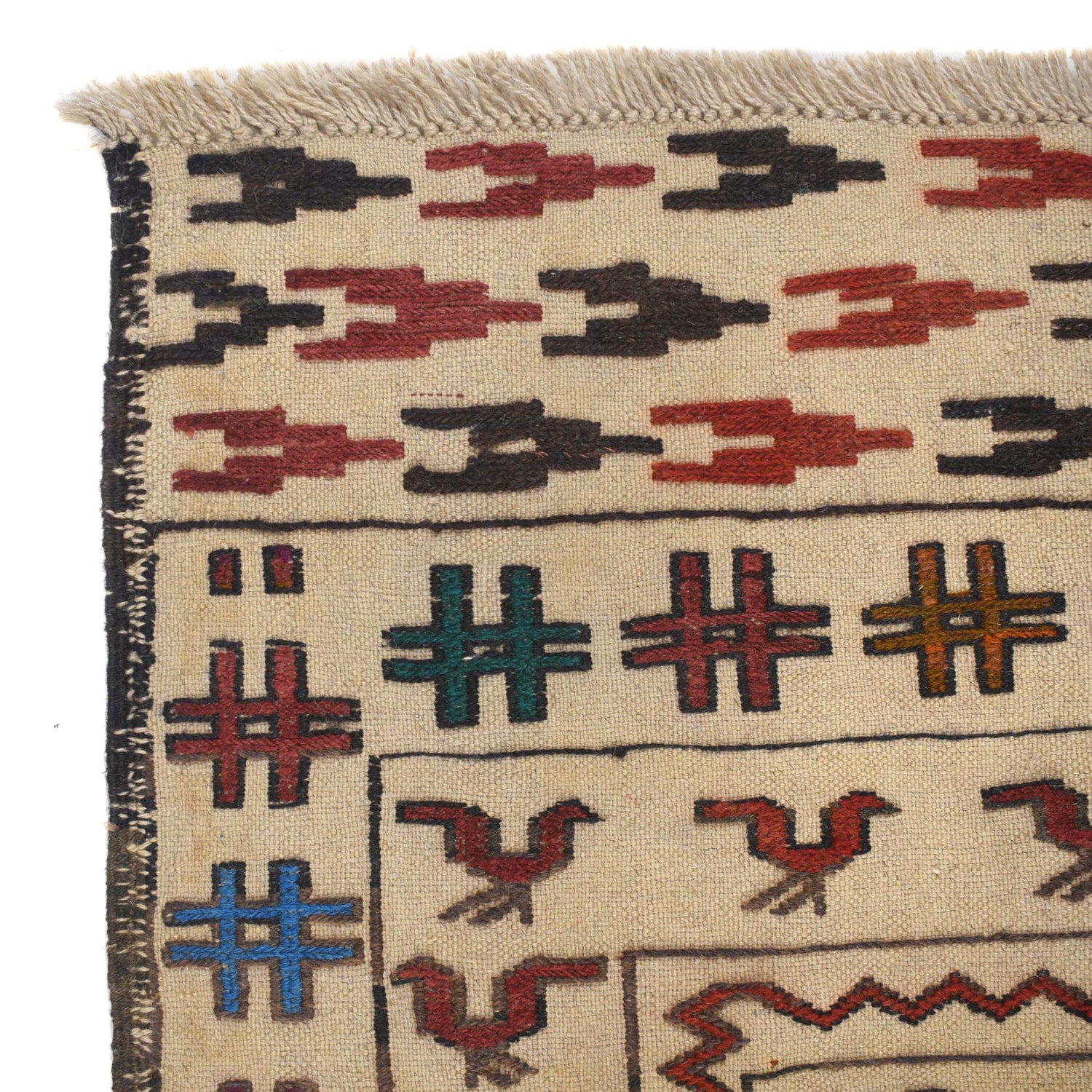 Handmade Soumak Kelim 4' 1" x 5' 7" ft / 124 x 170 cm - No. Y16082