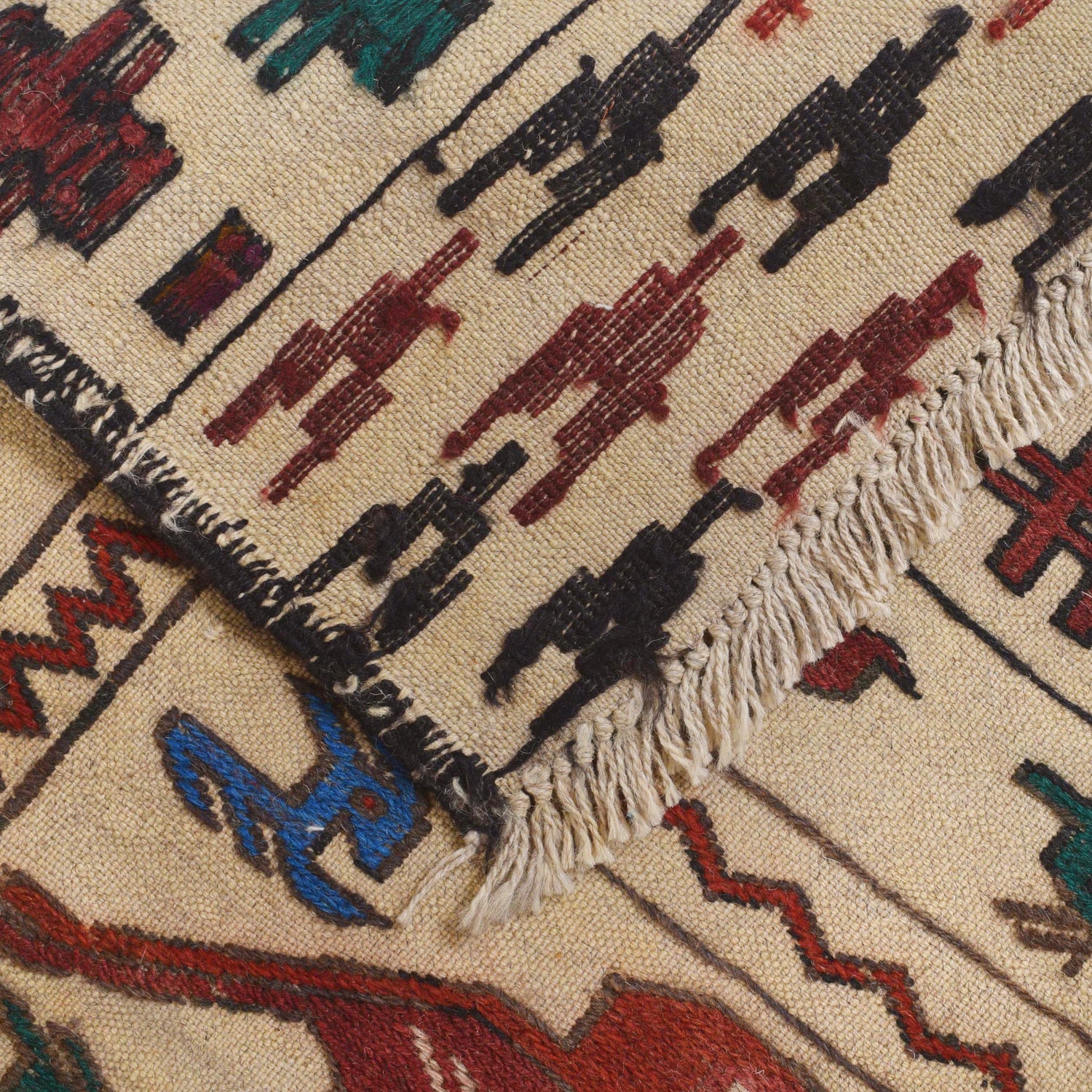 Handmade Soumak Kelim 4' 1" x 5' 7" ft / 124 x 170 cm - No. Y16082