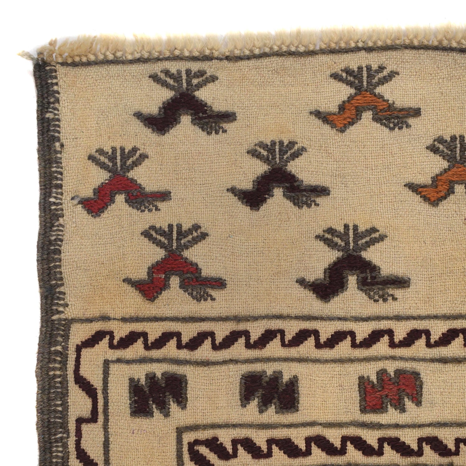 Handmade Soumak Kelim 4' 1" x 6' 5" ft / 124 x 195 cm - No. Y16085