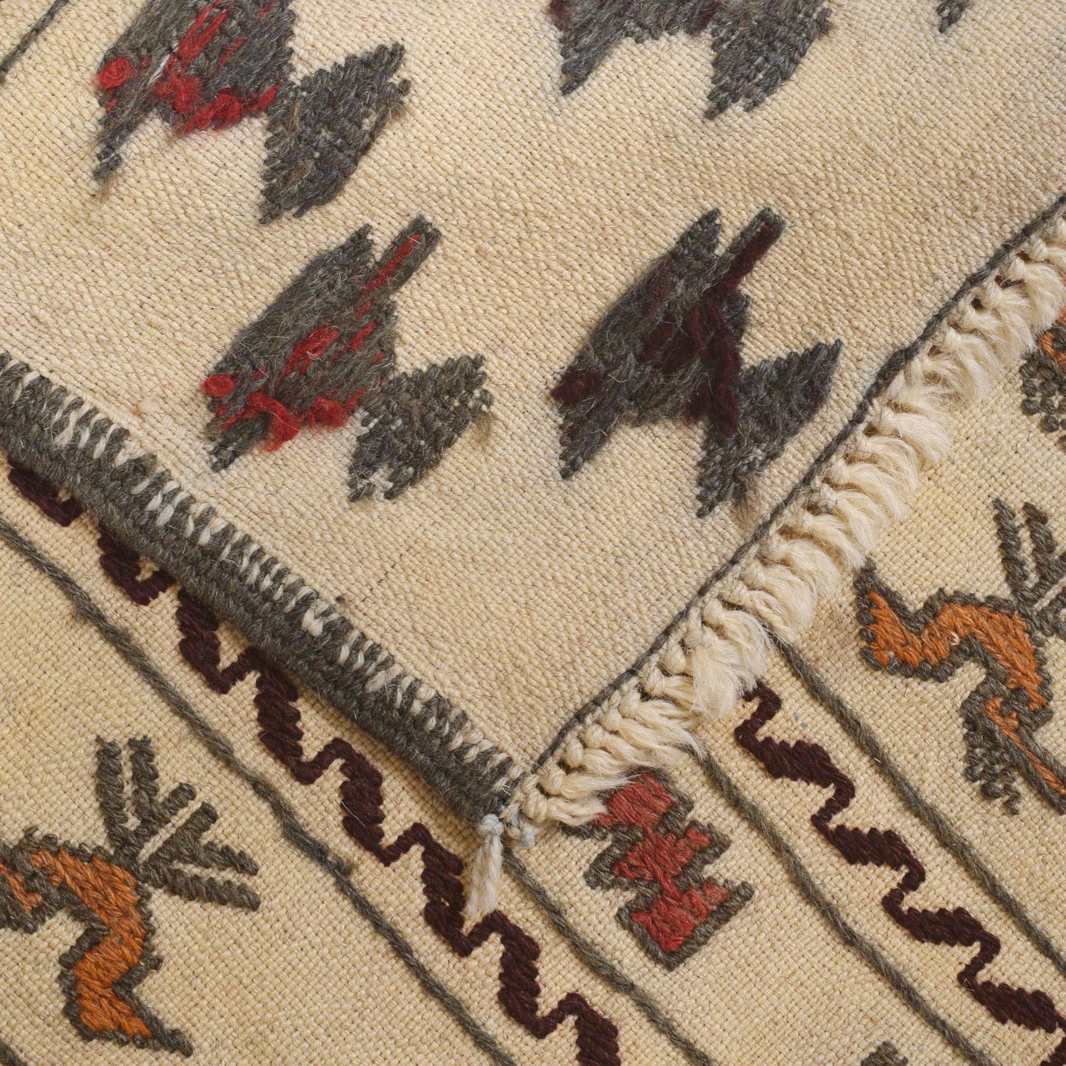 Handmade Soumak Kelim 4' 1" x 6' 5" ft / 124 x 195 cm - No. Y16085