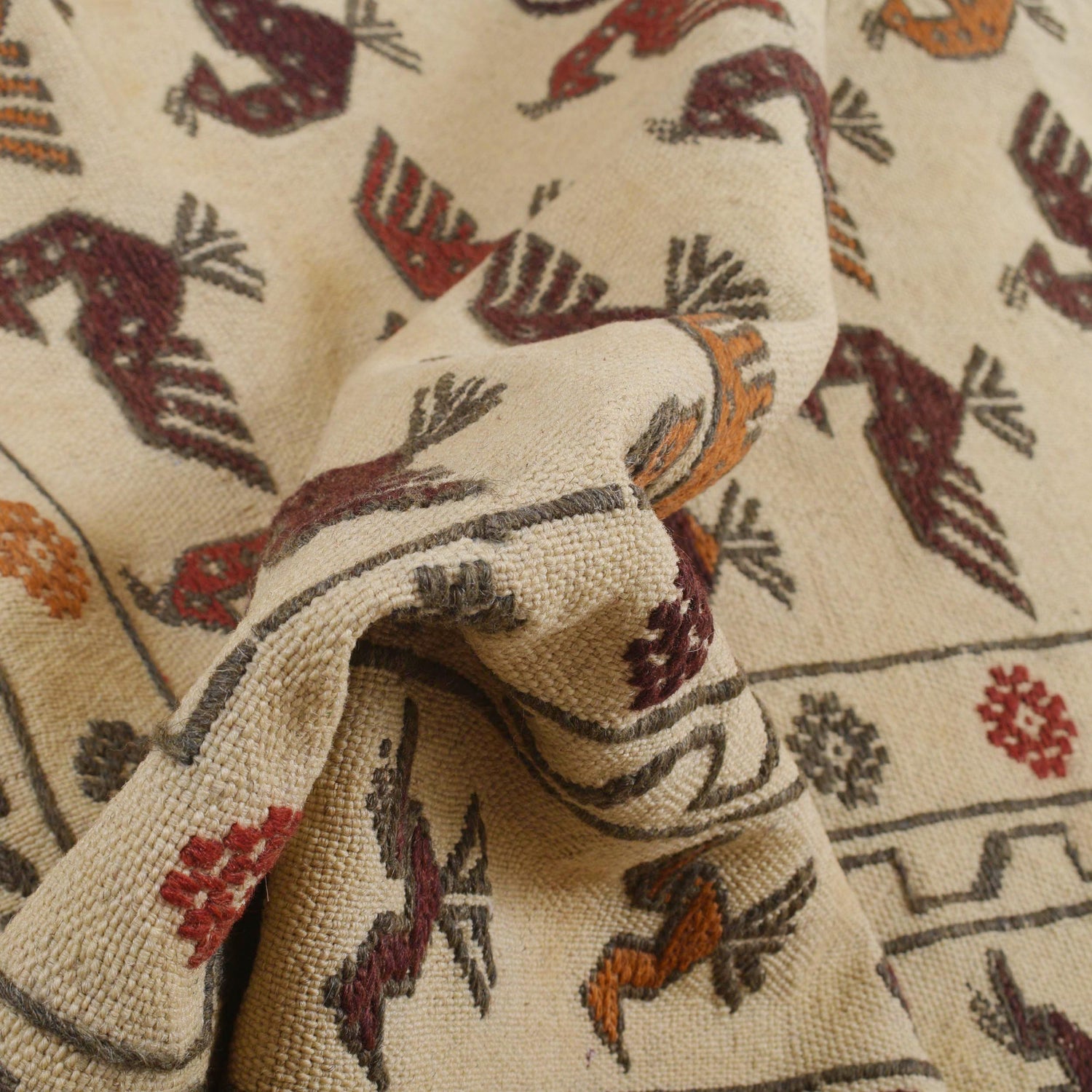 Handmade Soumak Kelim 4' 1" x 6' 5" ft / 124 x 195 cm - No. Y16085