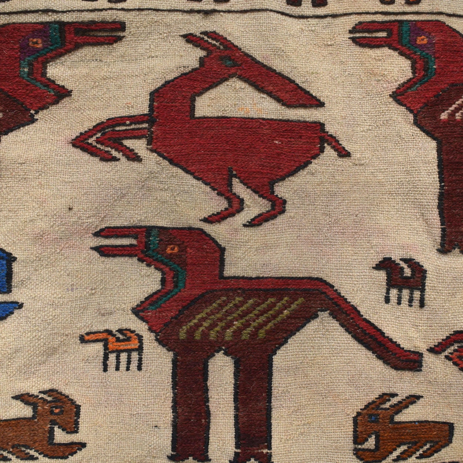 White Flat Weave Kelim 4' 5" x 5' 4" ft / 135 x 163 cm - No. Y16166