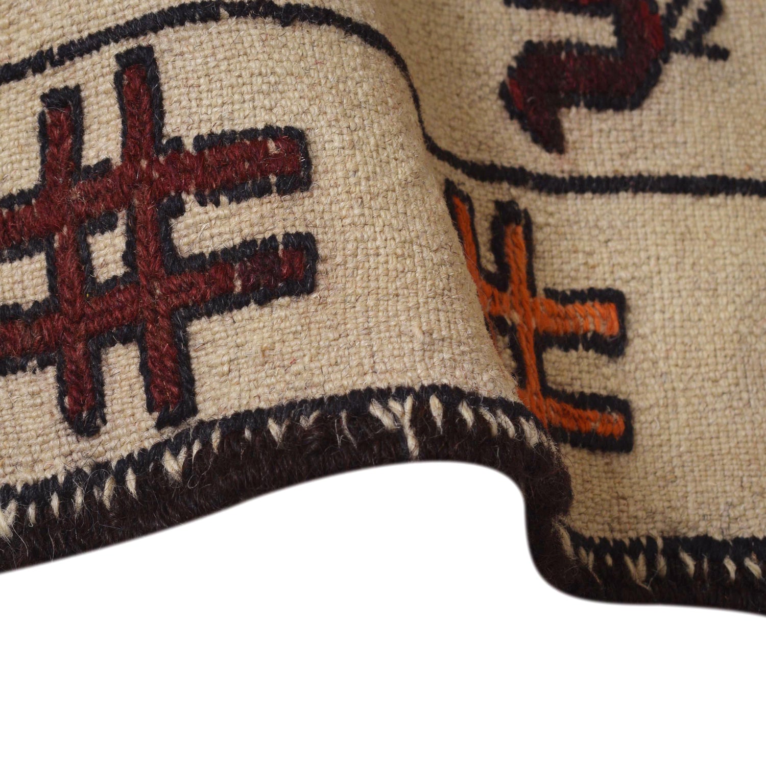 White Flat Weave Kelim 4' 5" x 5' 4" ft / 135 x 163 cm - No. Y16166