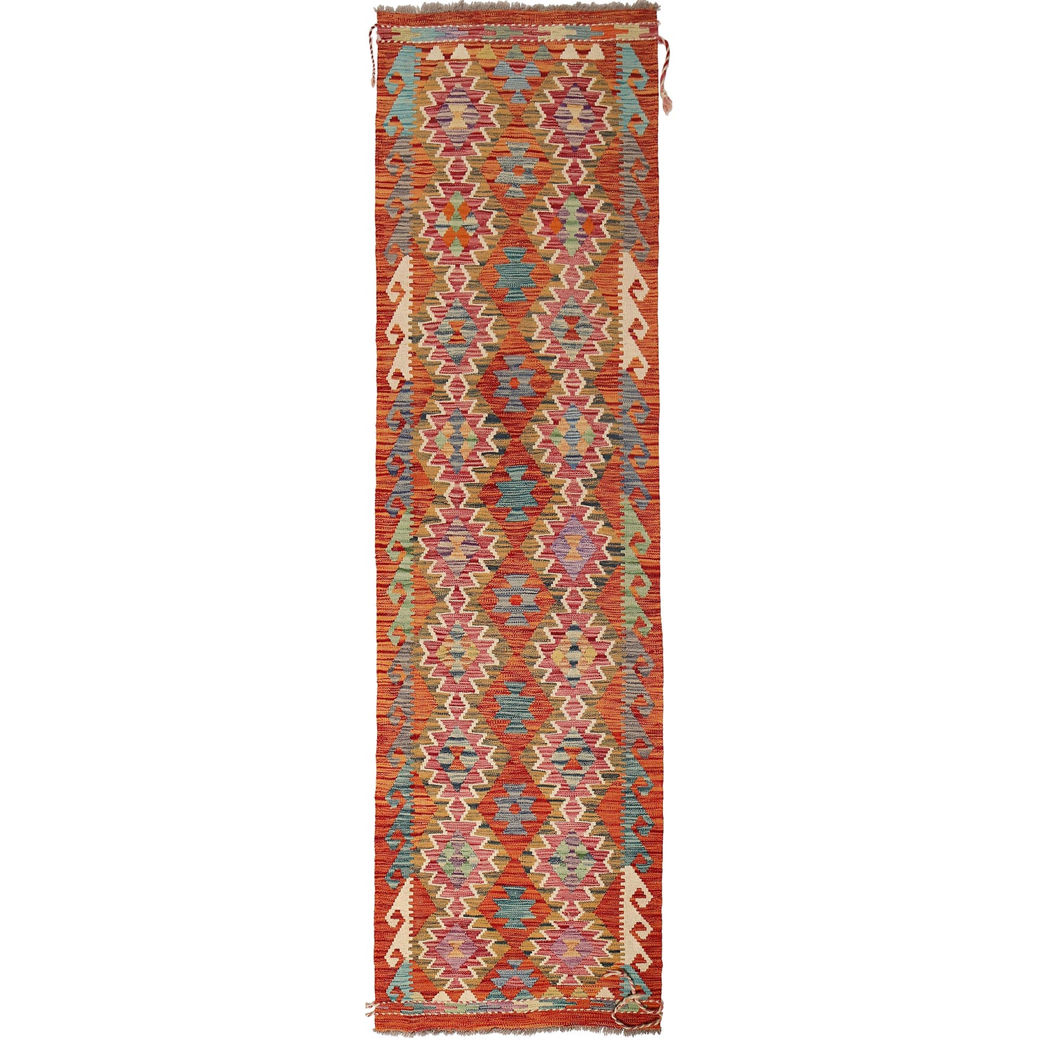 Hand Woven Wool Kelim Runner 2' 7" x 9' 5" ft / 78 x288 cm - No. Y16536