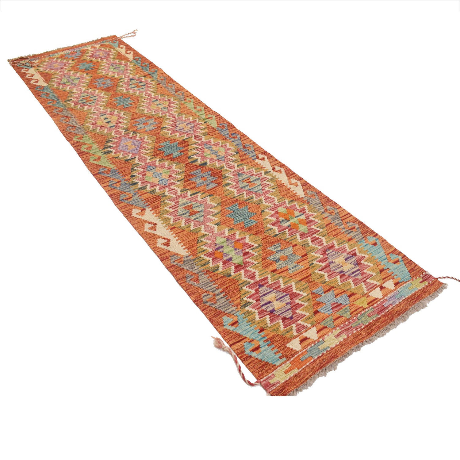 Hand Woven Wool Kelim Runner 2' 7" x 9' 5" ft / 78 x288 cm - No. Y16536