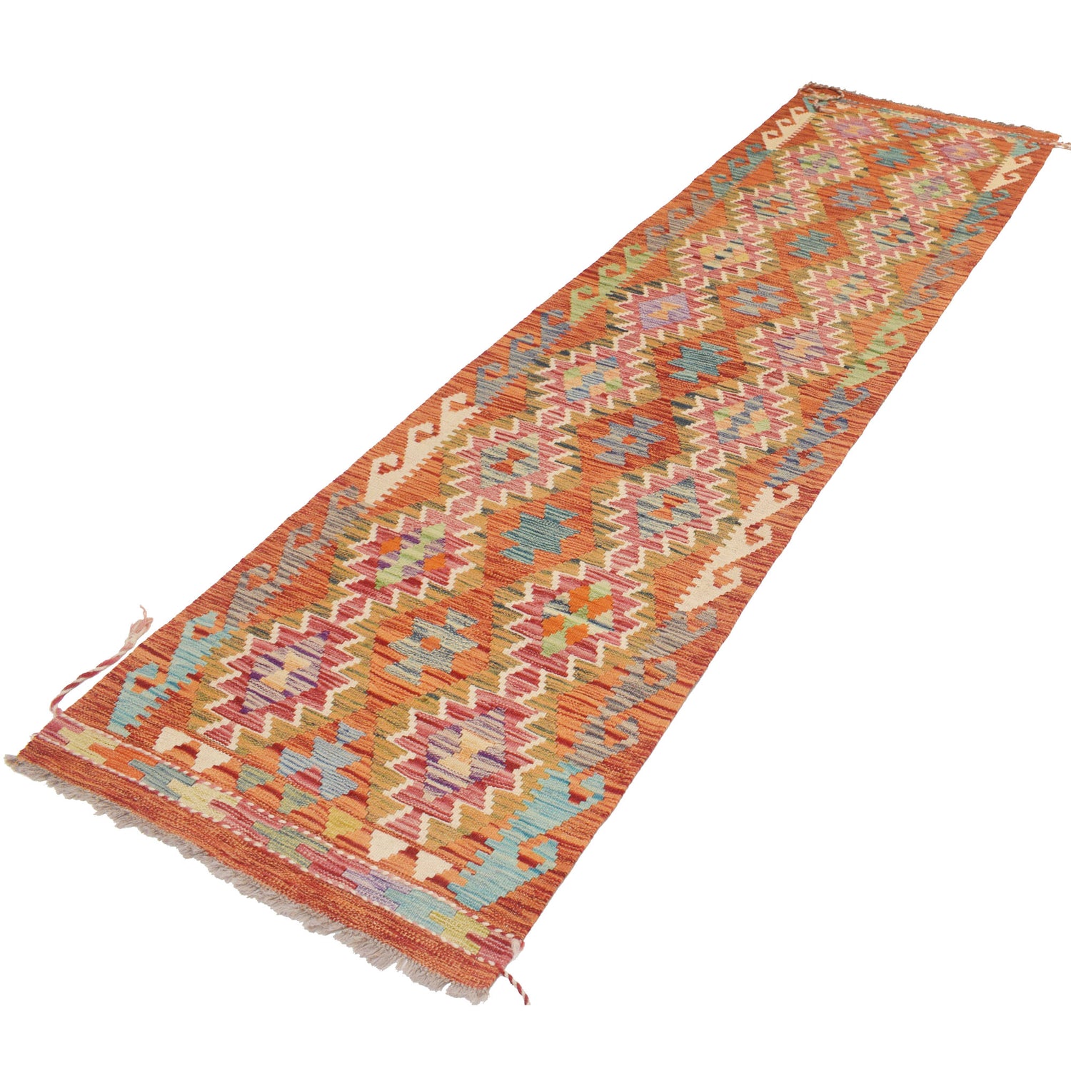 Hand Woven Wool Kelim Runner 2' 7" x 9' 5" ft / 78 x288 cm - No. Y16536