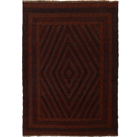 Deep Red Mashwani Area Rug 4' 6" x 6' 4" ft / 138 x 192 cm - No. Y16609