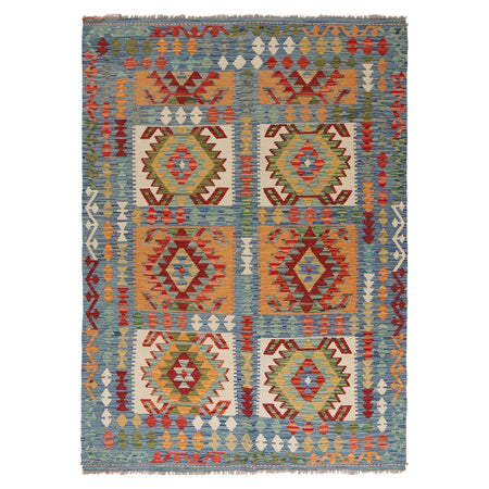 Handmade Turkish Design Wool Kilim 5' 7" x 7' 5" ft / 170 x 227 cm - No. Y31004