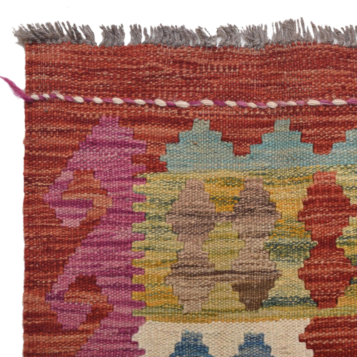 Hand Knotted Flatweave Kilim 6' 7" x 9' 5" ft / 200 x 287 cm - No. Y31017