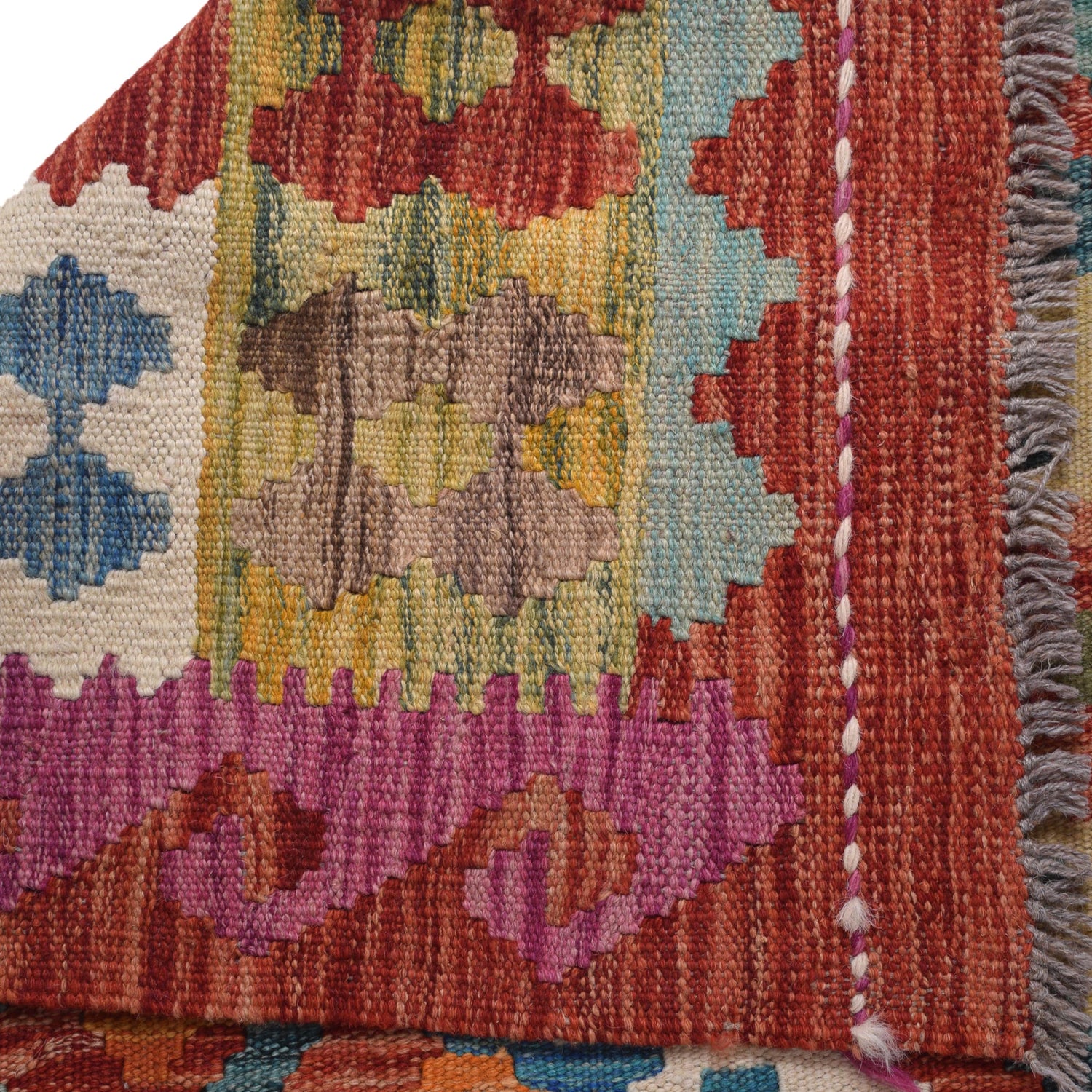 Hand Knotted Flatweave Kilim 6' 7" x 9' 5" ft / 200 x 287 cm - No. Y31017
