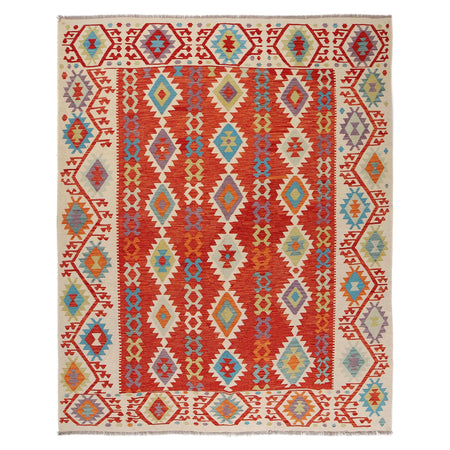 Hand Knotted Afghan Style Kilim 8' 1" x 9' 8" ft / 246 x 294 cm - No. Y31024