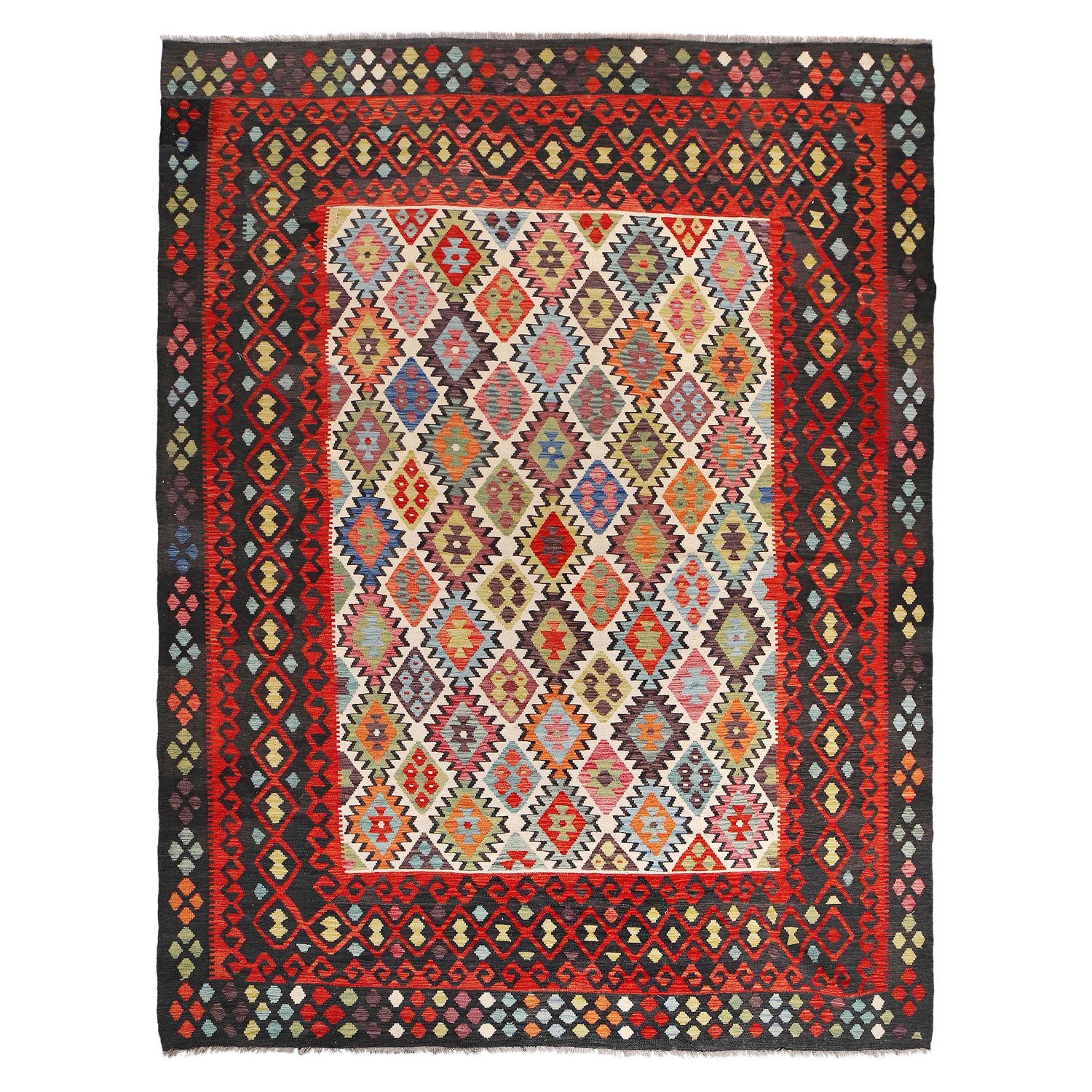 Hand Knotted Afghan Style Kilim 12' 6" x 9' 10" ft / 300 x 382 cm - No. Y31034