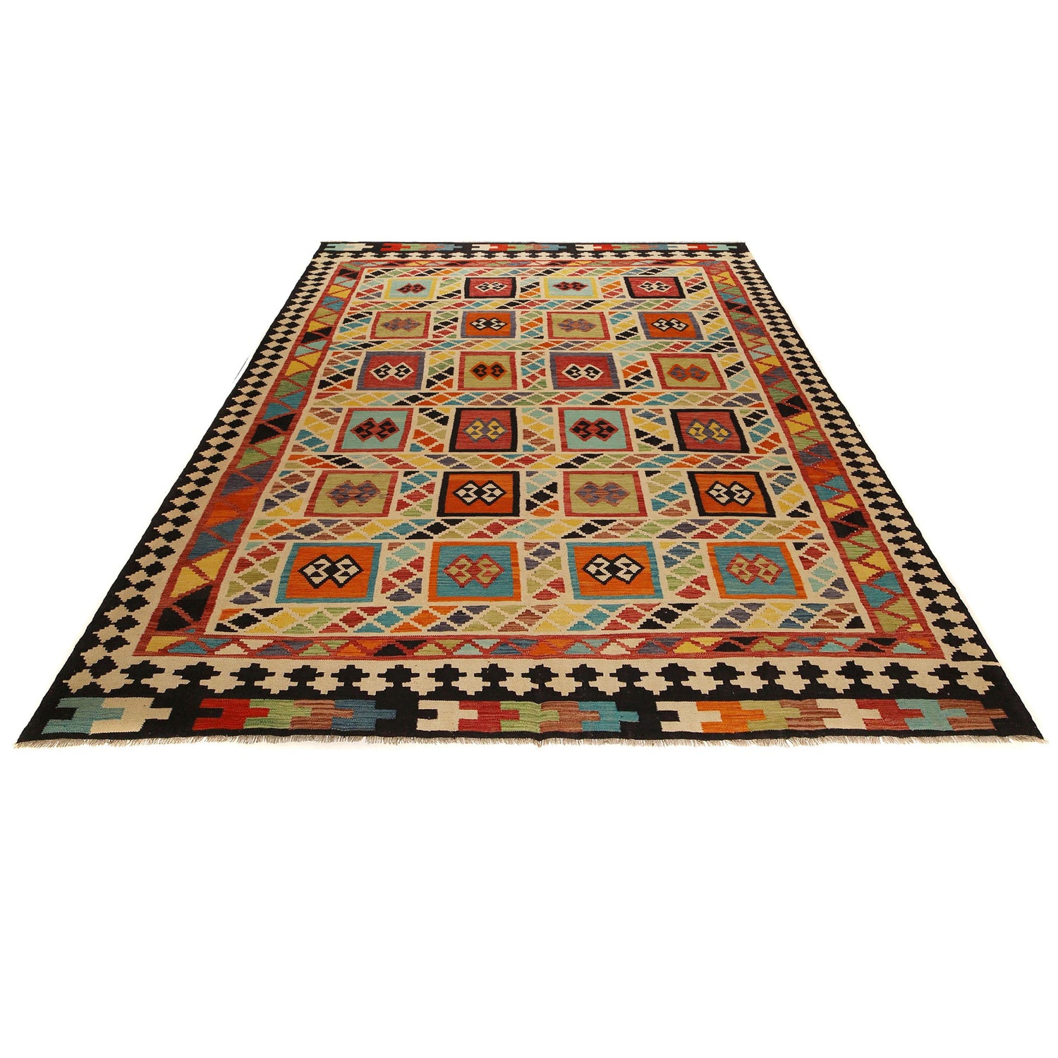 Hand Knotted Afghan Style Kilim 9' 6" x 12' 11" ft / 290 x 393 cm - No. Y31567