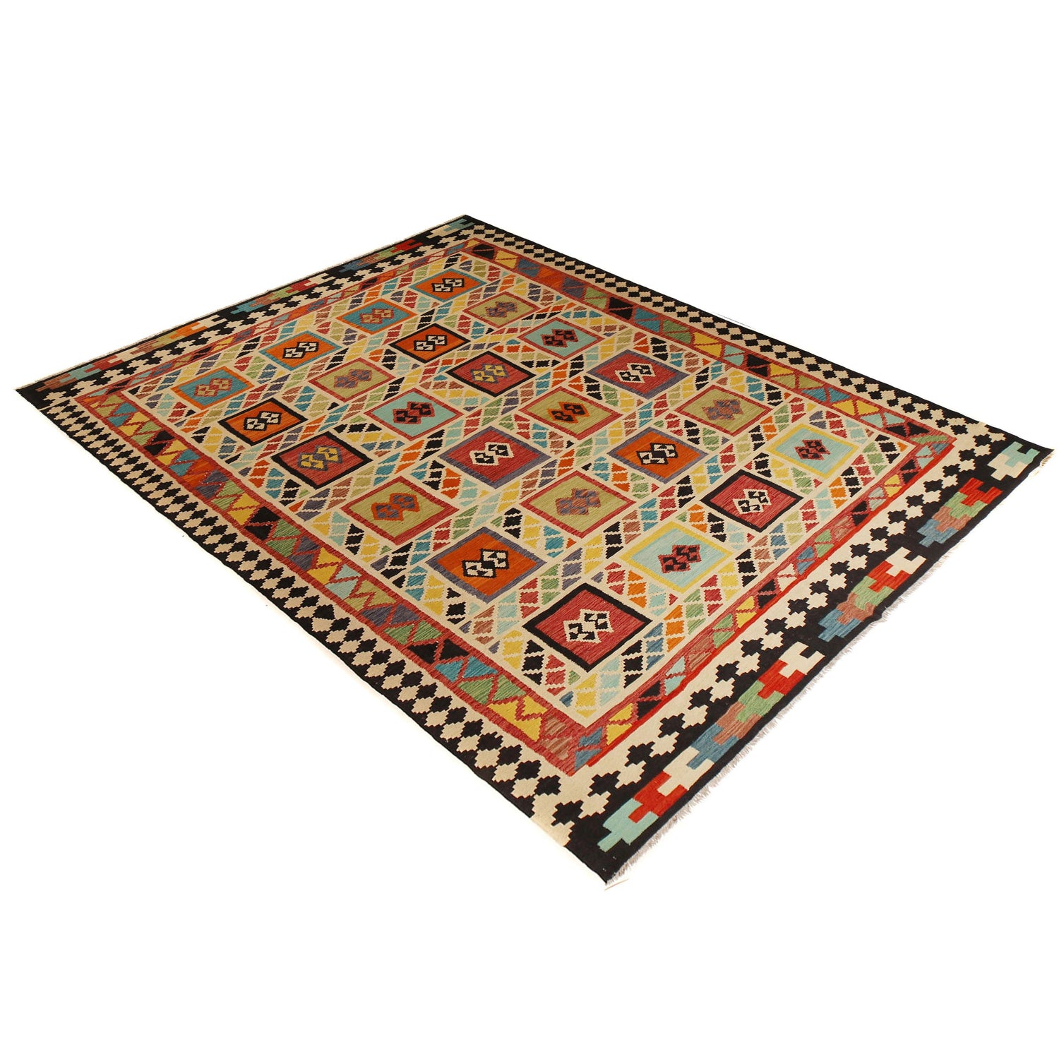 Hand Knotted Afghan Style Kilim 9' 6" x 12' 11" ft / 290 x 393 cm - No. Y31567