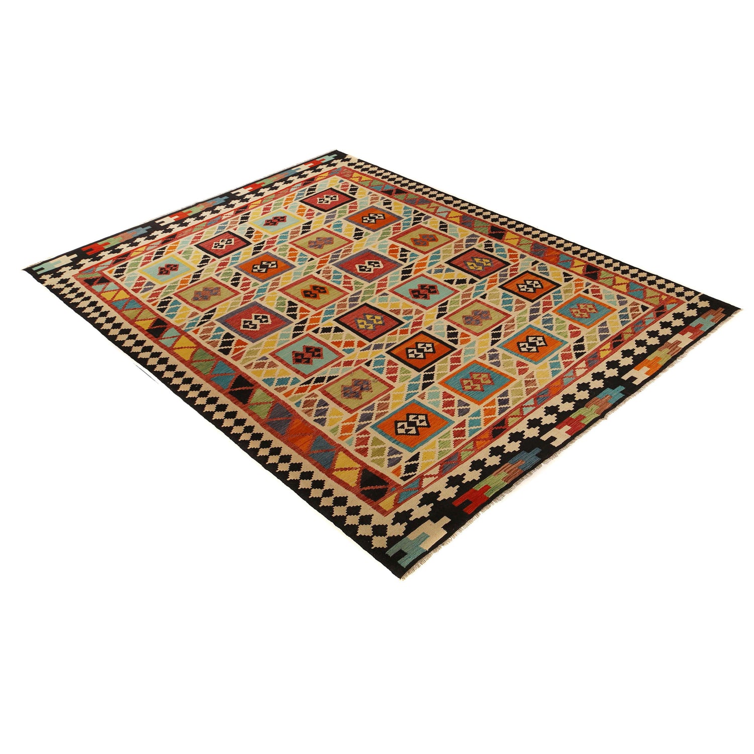 Hand Knotted Afghan Style Kilim 9' 6" x 12' 11" ft / 290 x 393 cm - No. Y31567