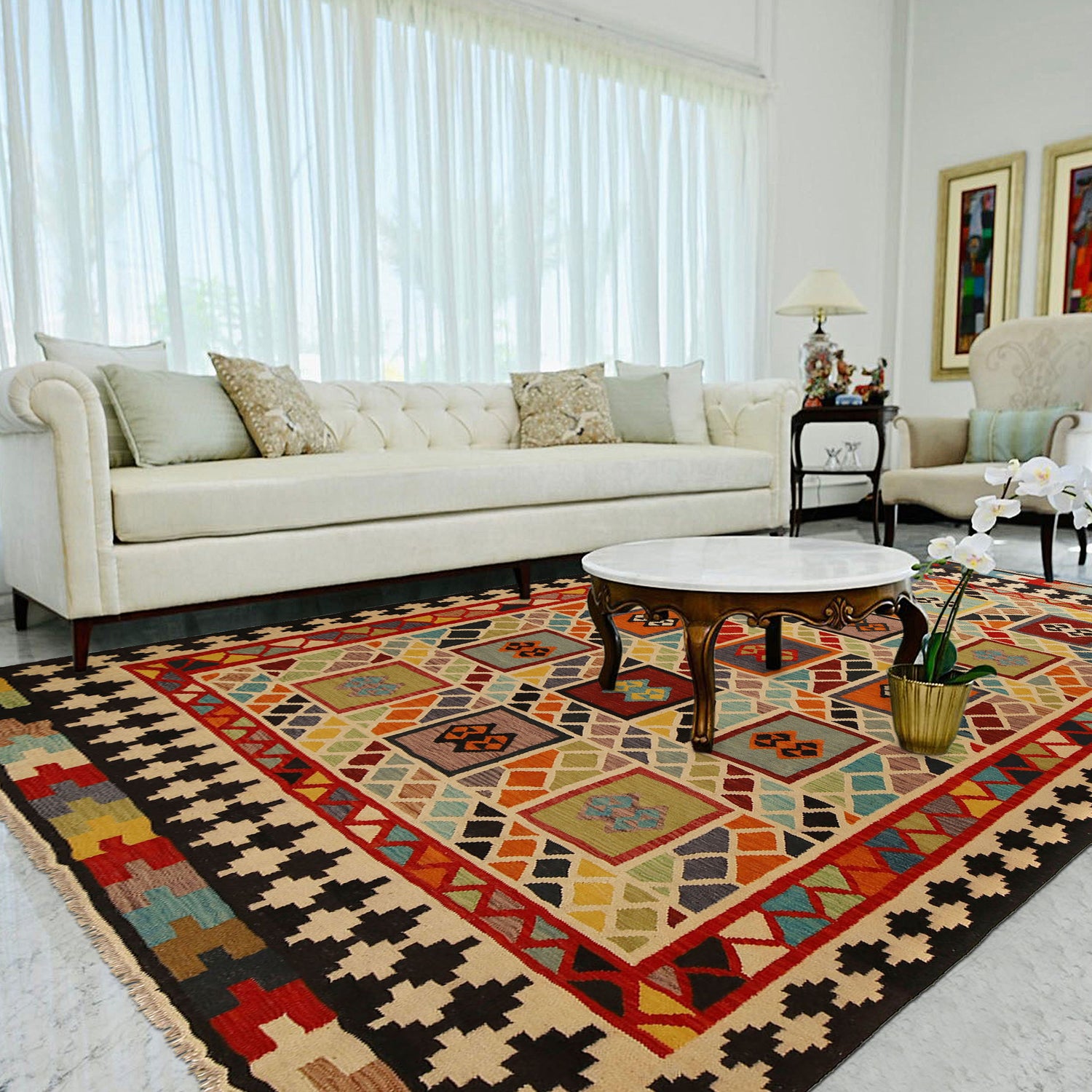 Handmade Vegetable Kelim 8' 6" x 11' 5" ft / 260 x 347 cm - No. Y31568