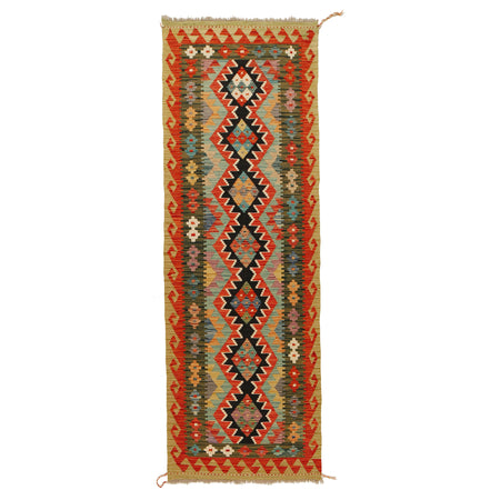Hand Knotted Afghan Style Kilim Runner 2' 7" x 8' 2" ft / 79 x248 cm - No. Y31573