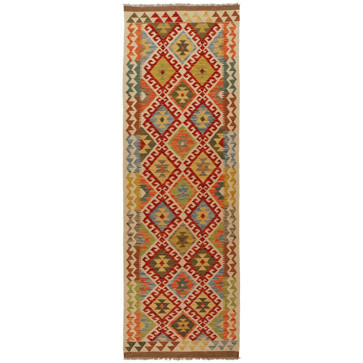Handmade Turkish Design Wool Kilim Runner 2' 9" x 8' 10" ft / 84 x269 cm - No. Y31577