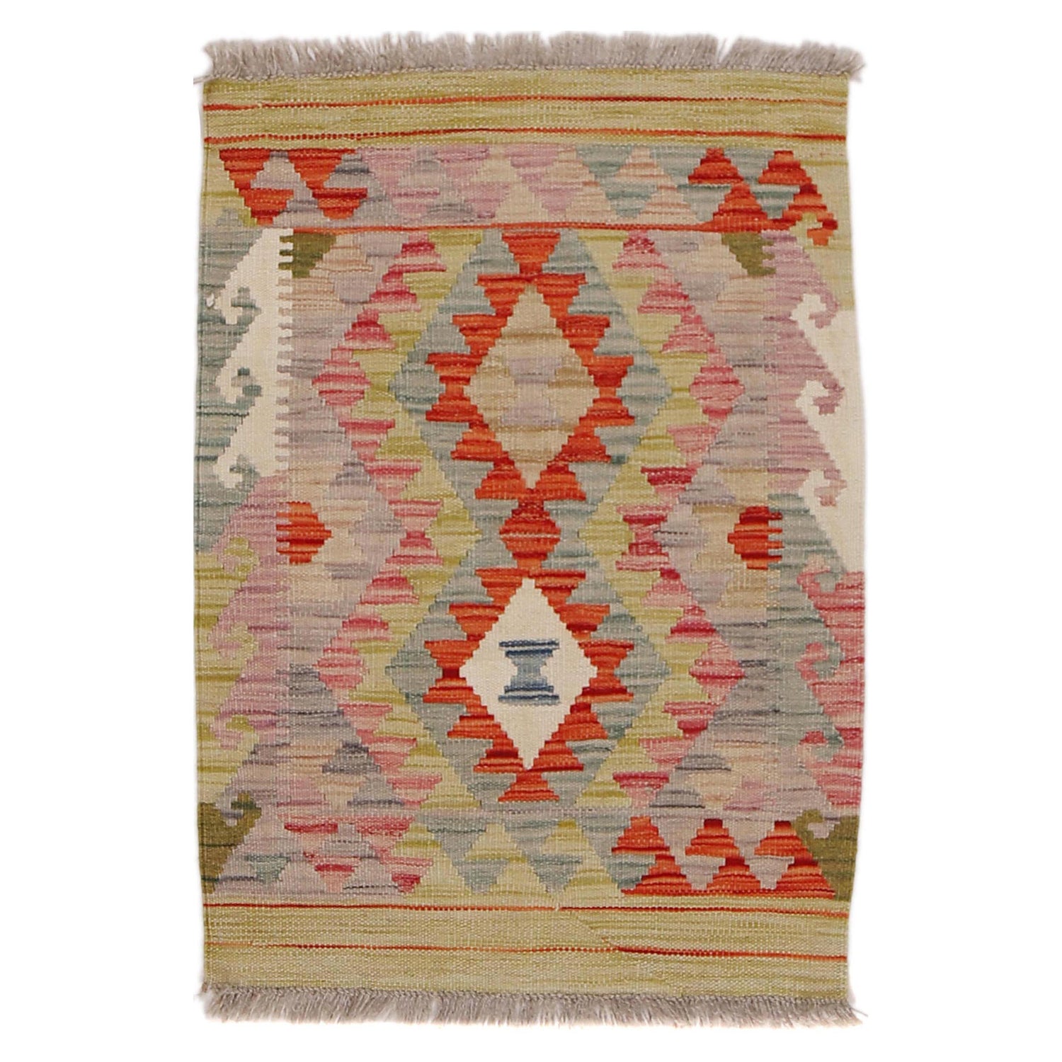 Handmade Afghan Vegetable Kilim 2' 0" x 2' 10" ft / 62 x 86 cm - No. Y31825