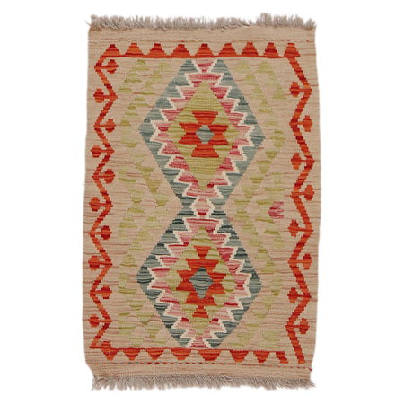 Handmade Afghan Vegetable Kilim 2' 0" x 3' 0" ft / 61 x 91 cm - No. Y31827