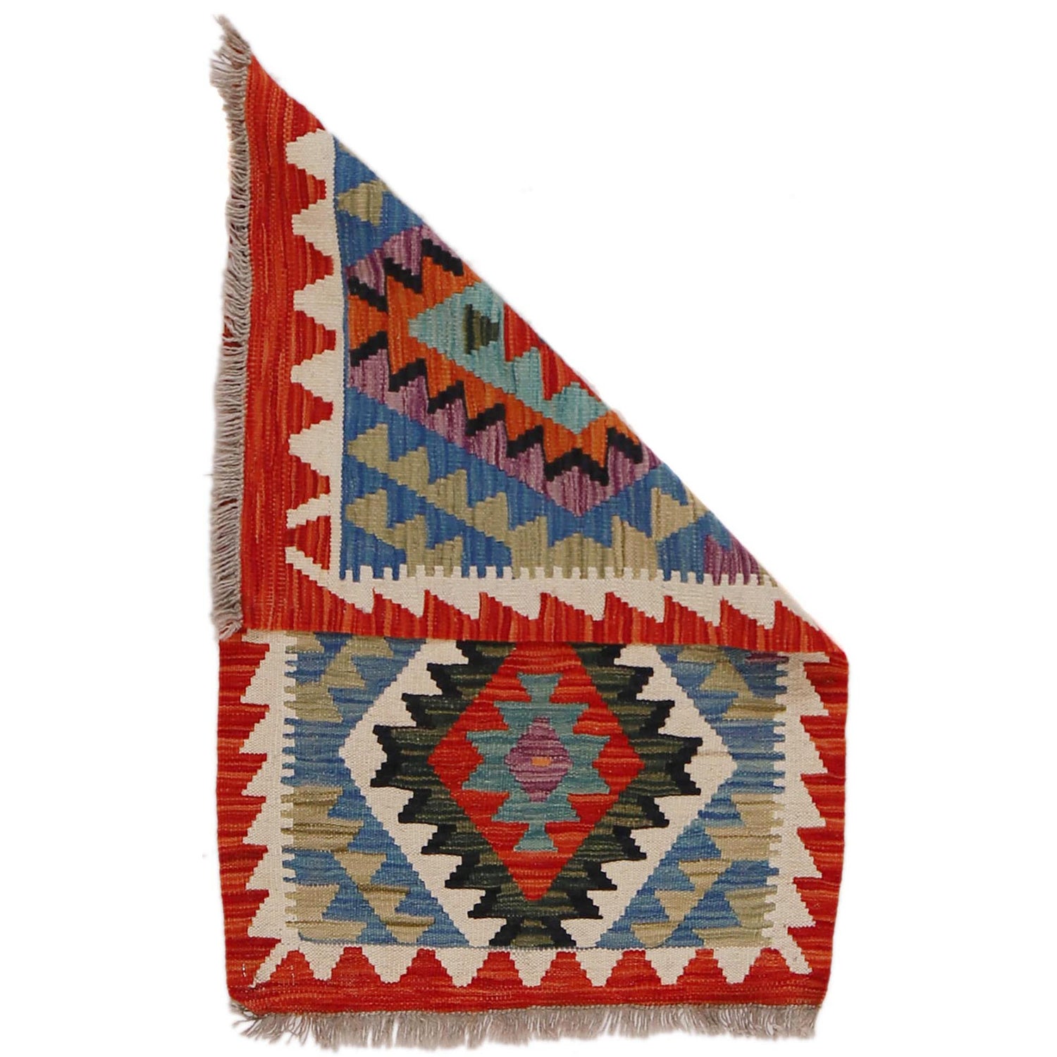 Handmade Afghan Vegetable Kilim 2' 2" x 3' 3" ft / 65 x 100 cm - No. Y31847