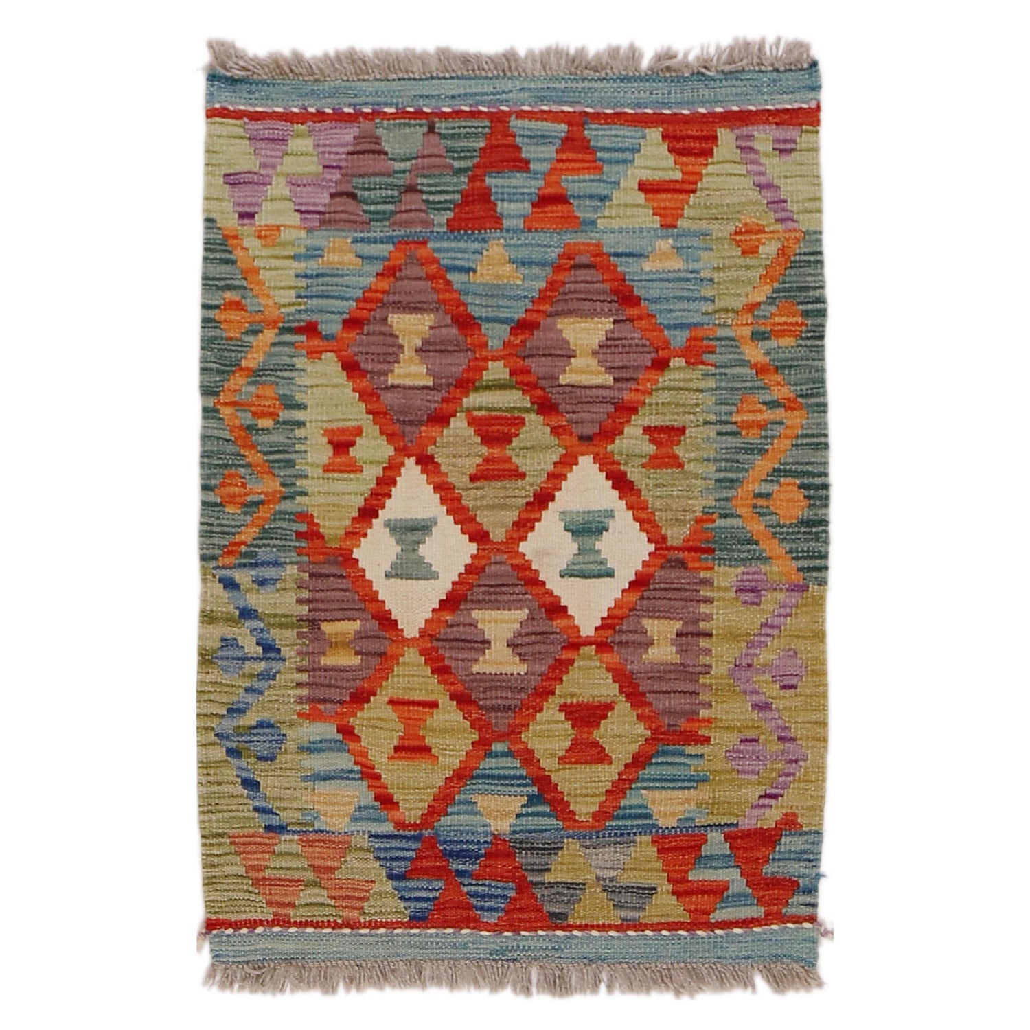 Handmade Afghan Vegetable Kilim 2' 0" x 2' 9" ft / 61 x 84 cm - No. Y31860
