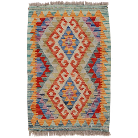 Handmade Afghan Vegetable Kilim 2' 0" x 2' 11" ft / 60 x 88 cm - No. Y31872