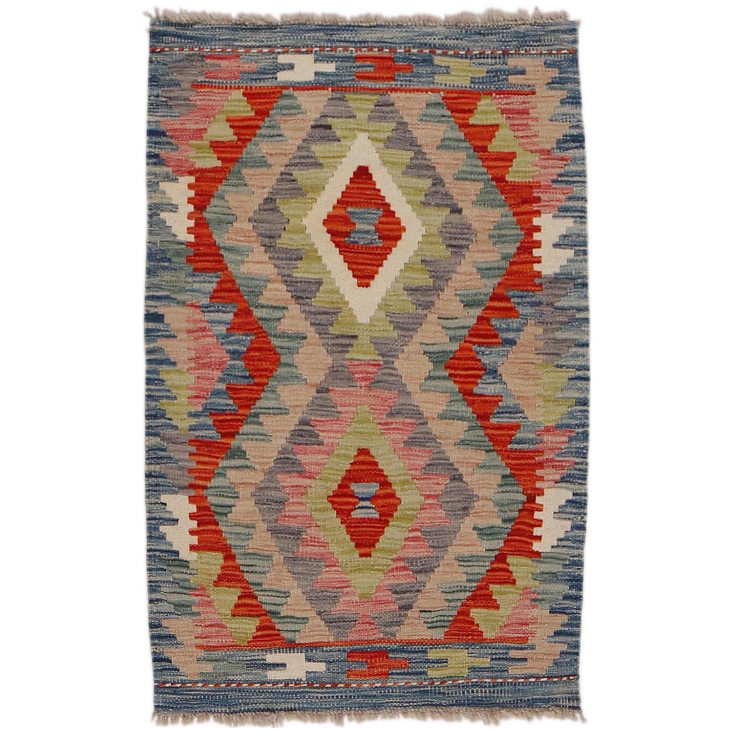 Handmade Afghan Vegetable Kilim 2' 0" x 3' 1" ft / 61 x 93 cm - No. Y31883