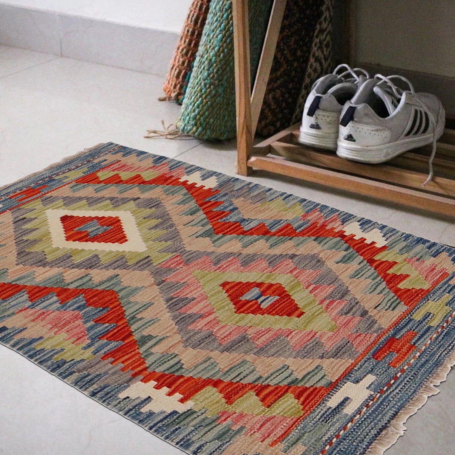 Handmade Afghan Vegetable Kilim 2' 0" x 3' 1" ft / 61 x 93 cm - No. Y31883