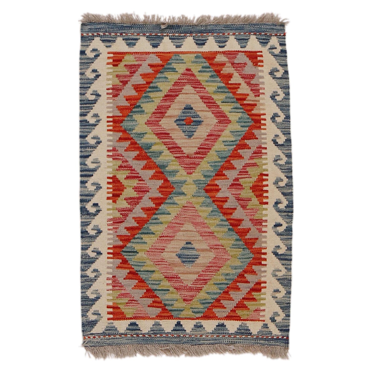 Handmade Afghan Vegetable Kilim 2' 0" x 3' 0" ft / 61 x 92 cm - No. Y31889