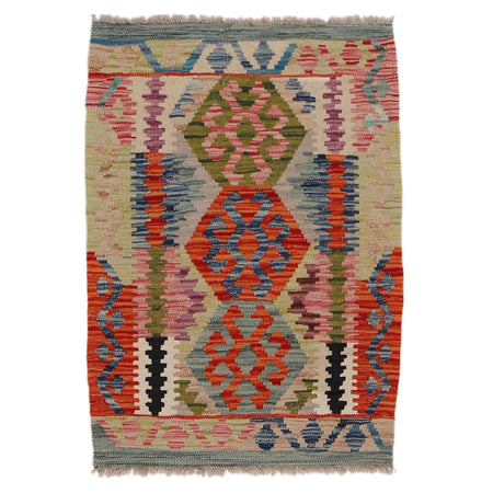 Handmade Afghan Vegetable Kilim 2' 1" x 2' 11" ft / 64 x 89 cm - No. Y31890