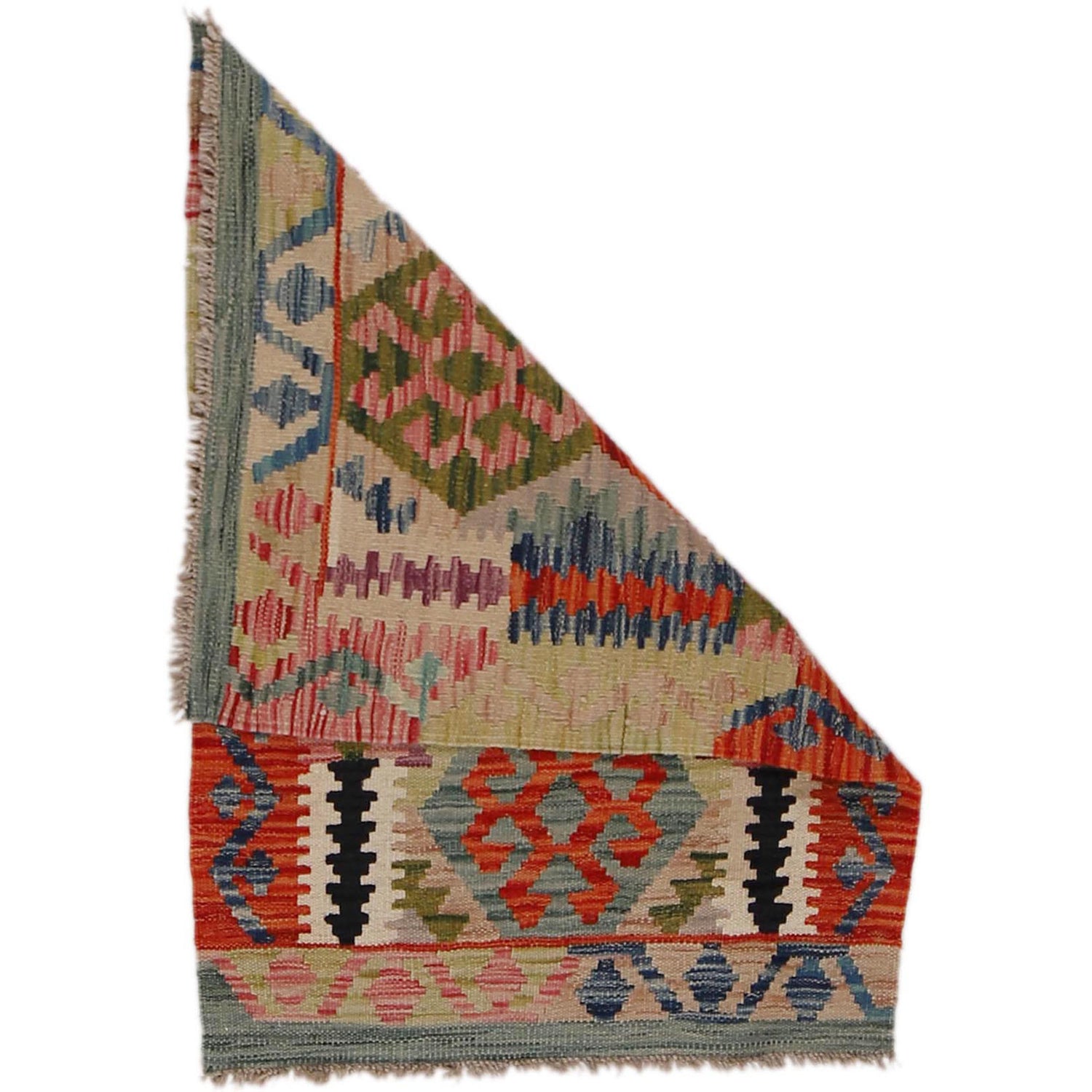 Handmade Afghan Vegetable Kilim 2' 1" x 2' 11" ft / 64 x 89 cm - No. Y31890