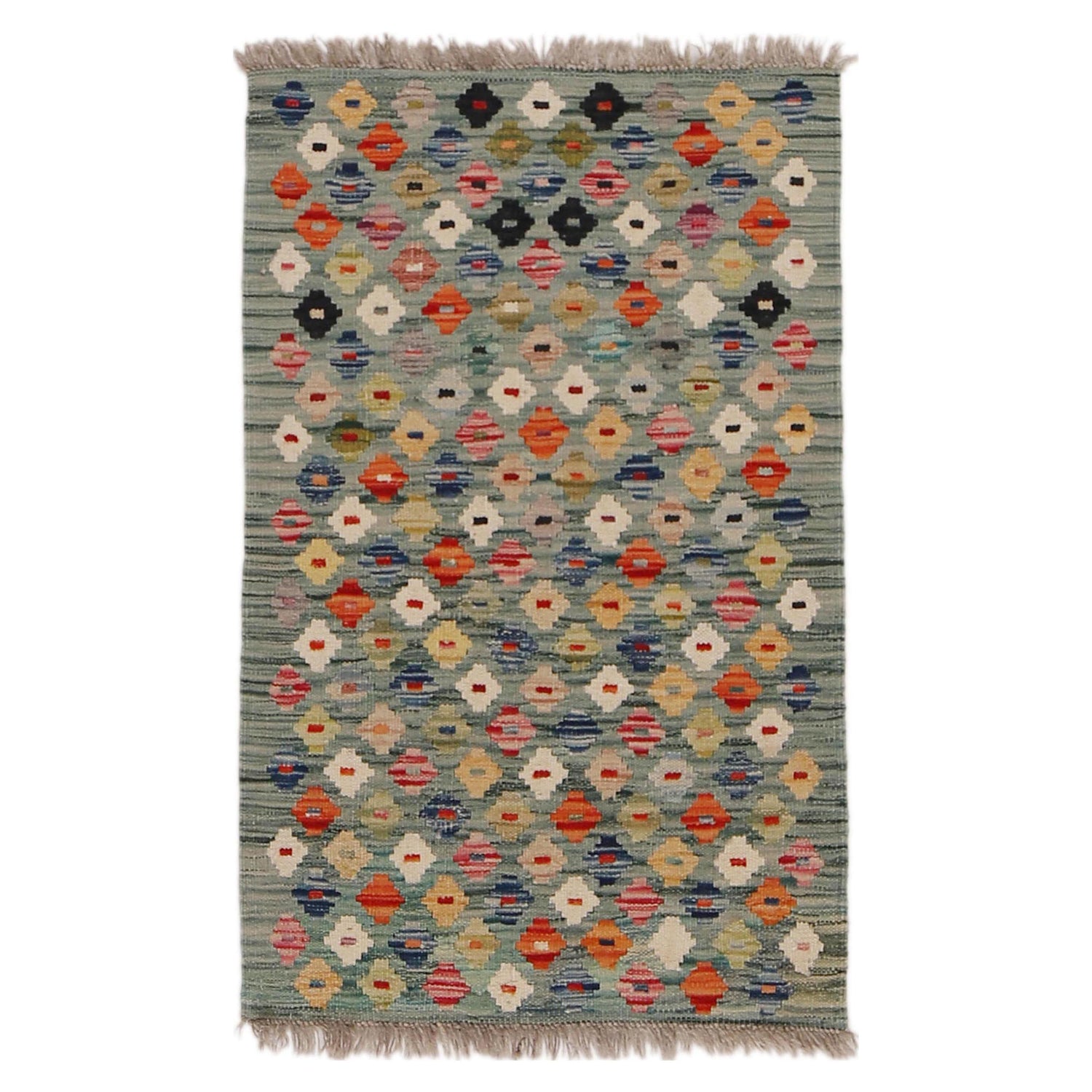 Handmade Afghan Vegetable Kilim 1' 10" x 2' 11" ft / 56 x 89 cm - No. Y31898