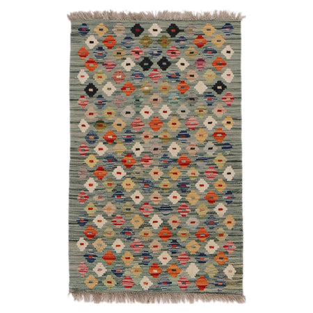 Handmade Afghan Vegetable Kilim 1' 10" x 2' 11" ft / 56 x 89 cm - No. Y31898