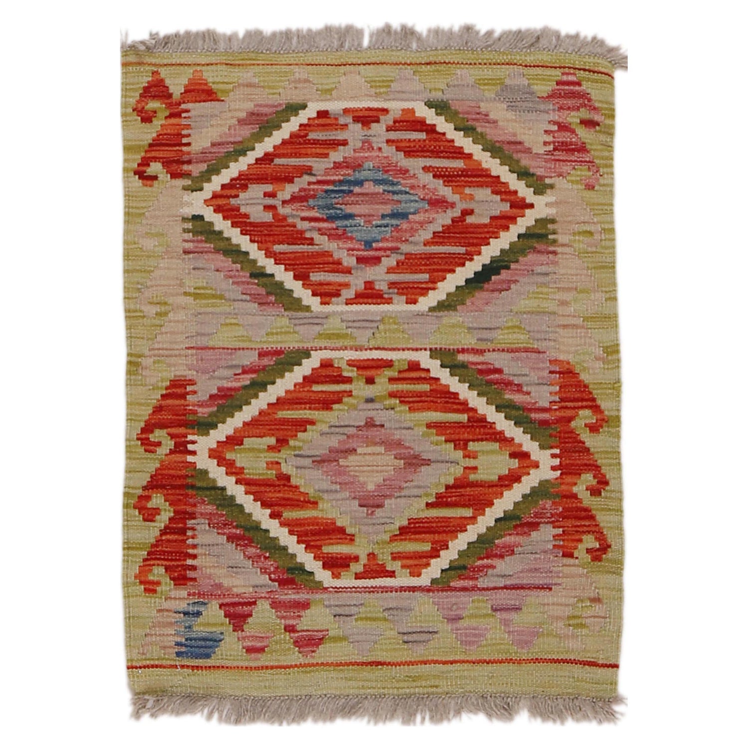 Handmade Afghan Vegetable Kilim 2' 0" x 2' 7" ft / 61 x 78 cm - No. Y31902