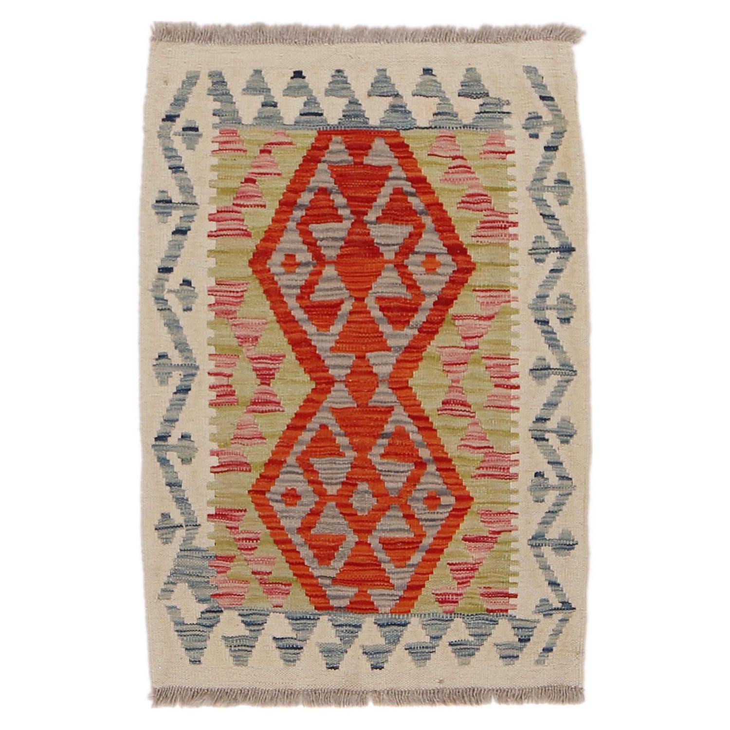 Handmade Afghan Vegetable Kilim 2' 1" x 2' 11" ft / 63 x 88 cm - No. Y31907