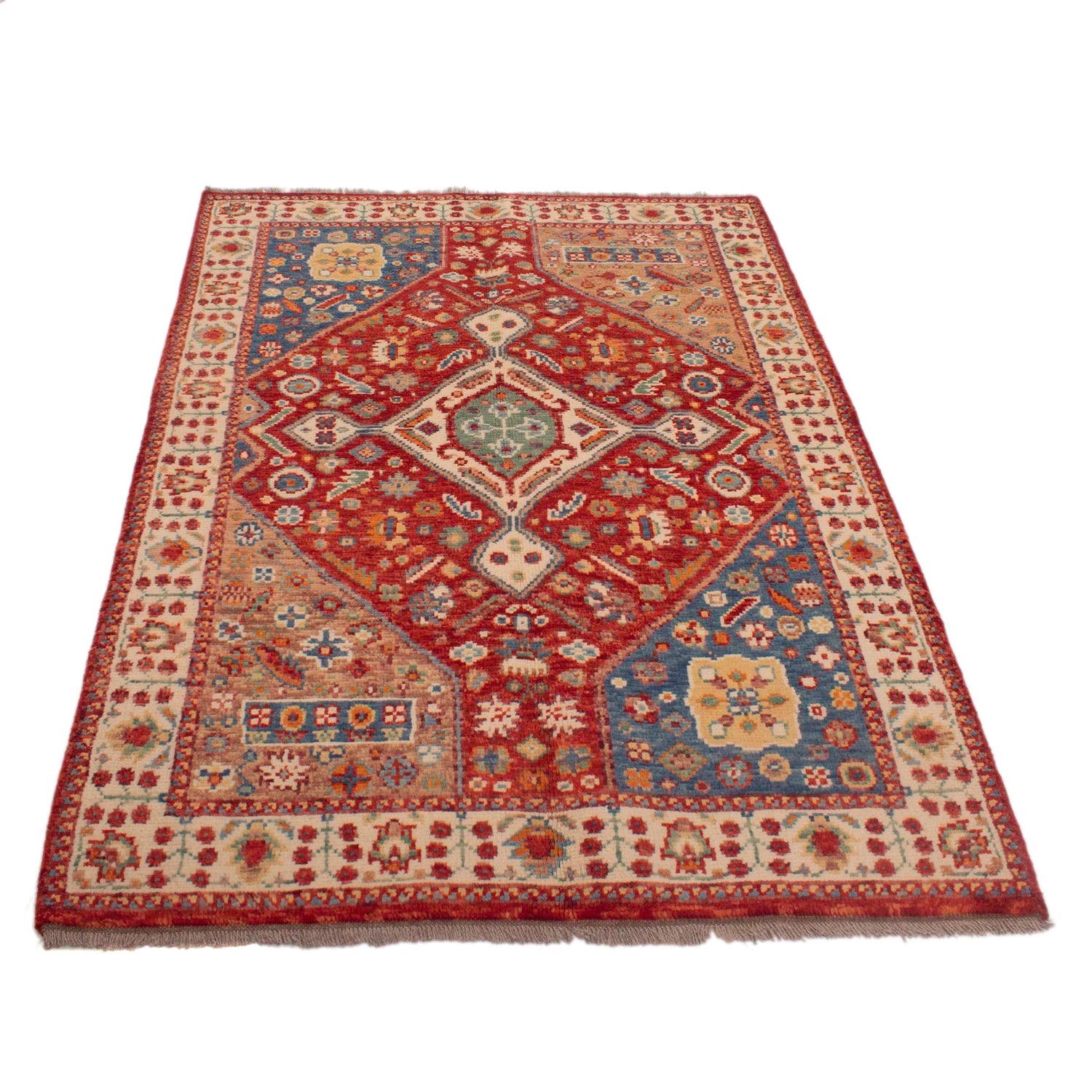 Rich Red Color Shiraz Carpet 3' 9" x 5' 8" ft / 114 x 172 cm - No. Y33030