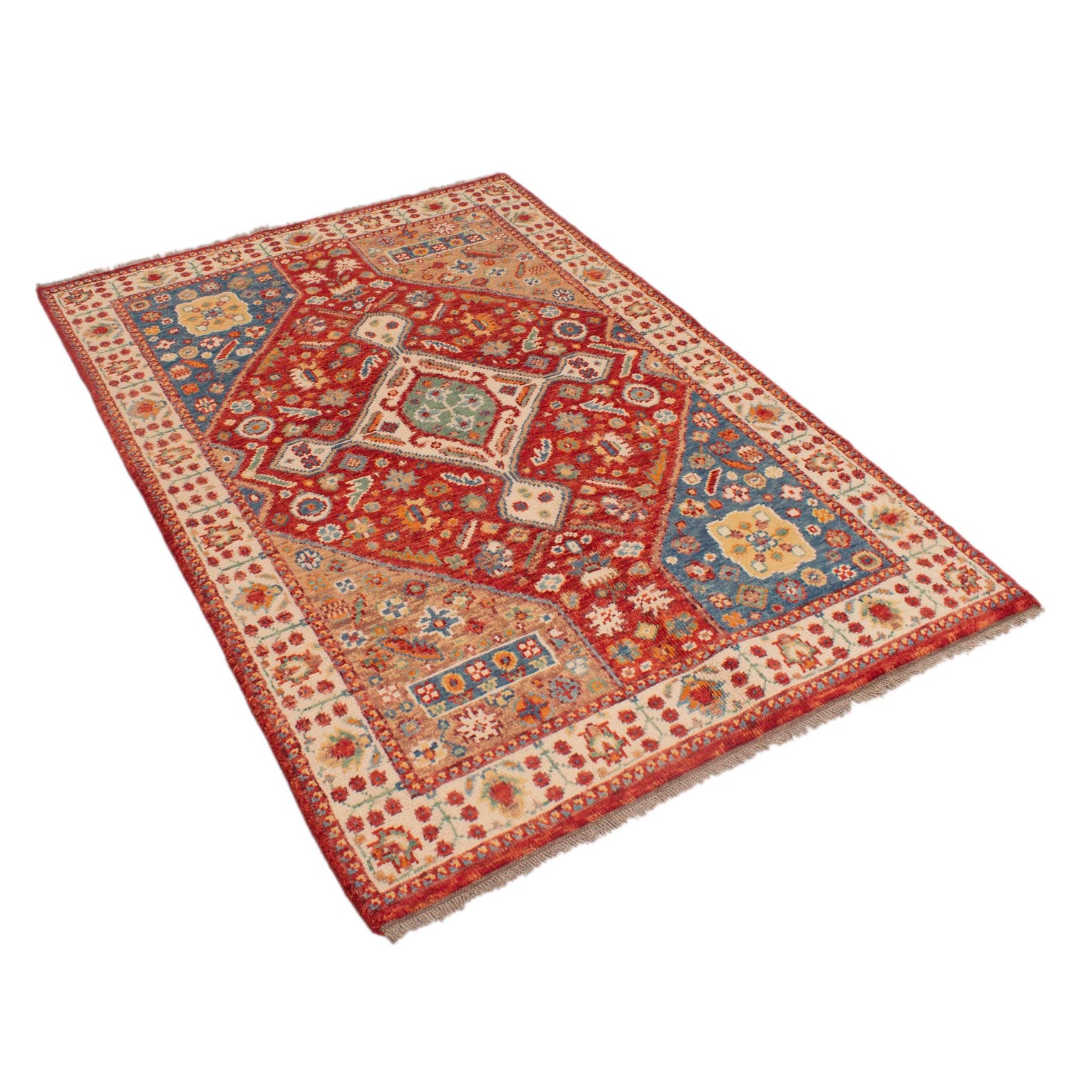 Rich Red Color Shiraz Carpet 3' 9" x 5' 8" ft / 114 x 172 cm - No. Y33030