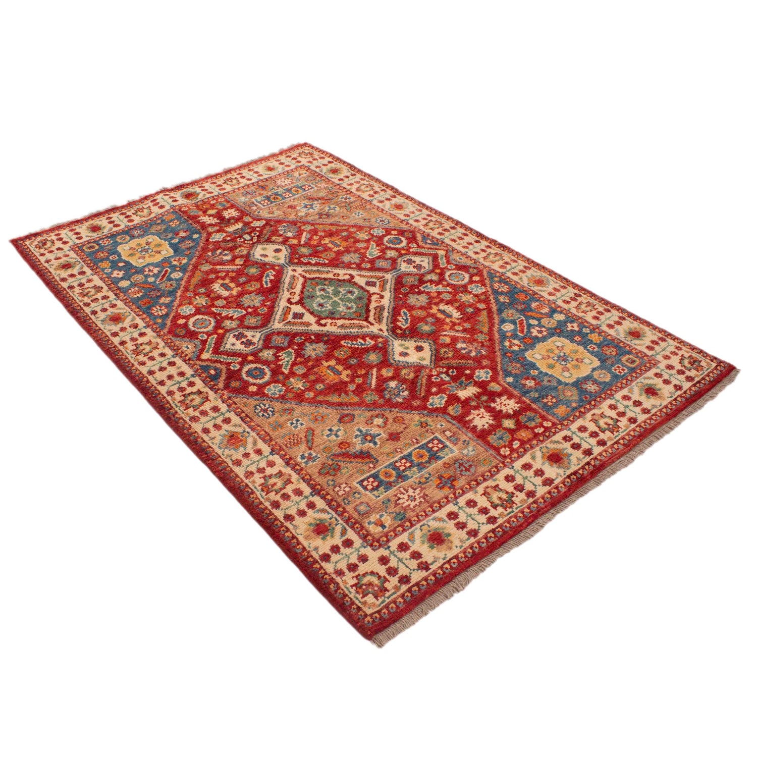 Rich Red Color Shiraz Carpet 3' 9" x 5' 8" ft / 114 x 172 cm - No. Y33030