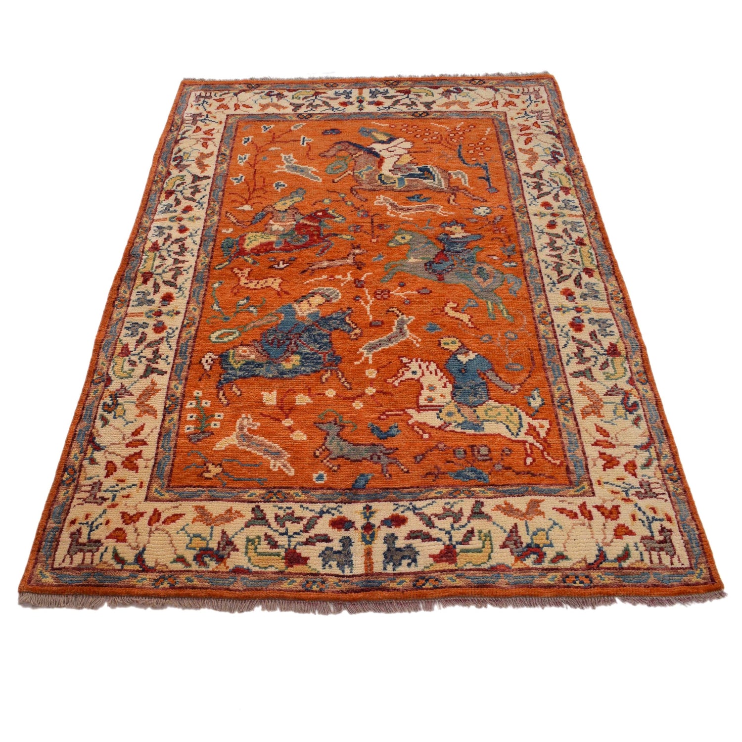 Handmade Picture Area Rug 4' 0" x 5' 11" ft / 123 x 181 cm - No. Y33031